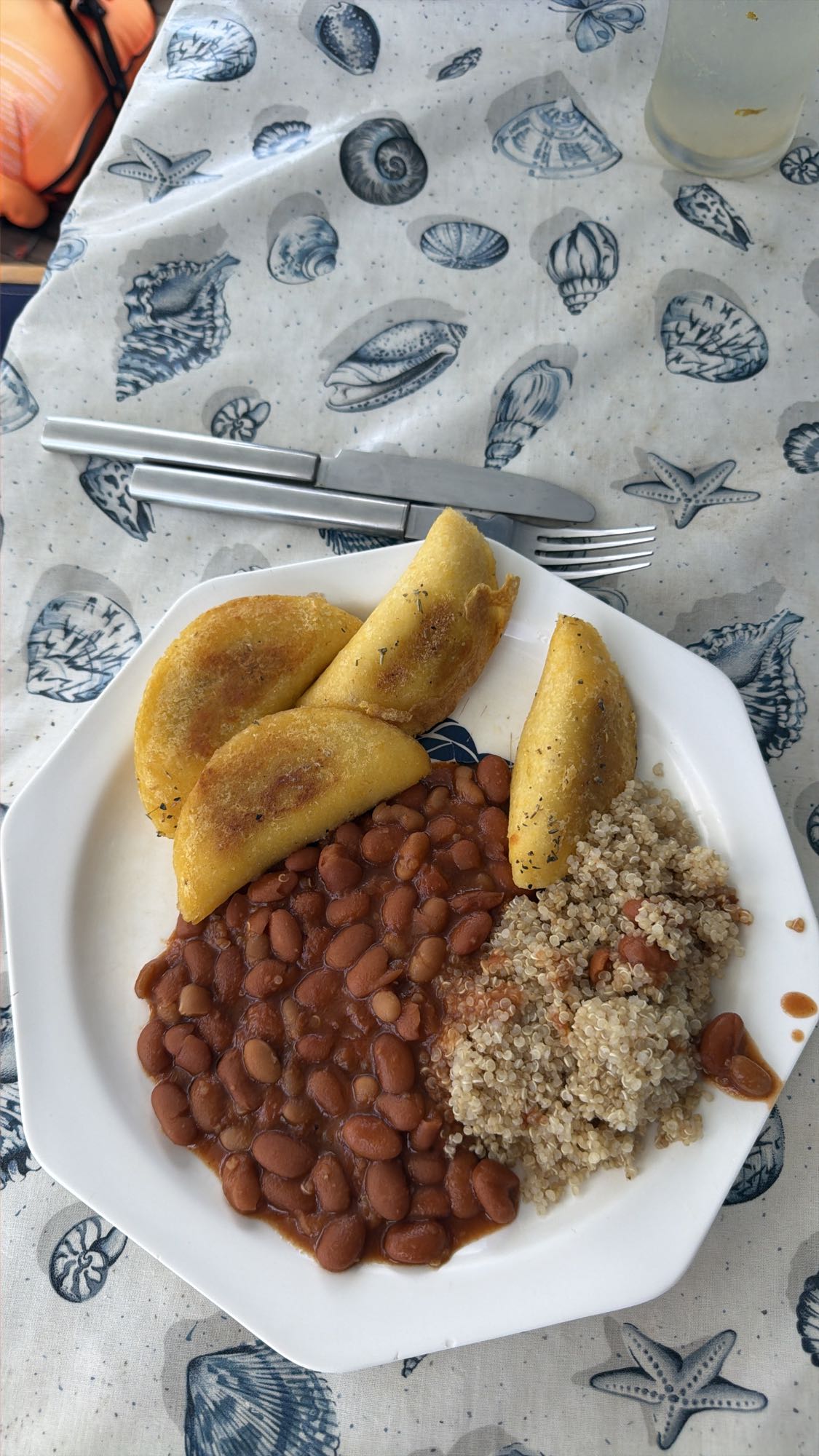 Empanadas, beans, quinoa