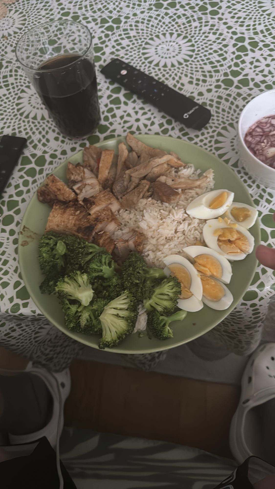 Kyckling, ris, broccoli, ägg