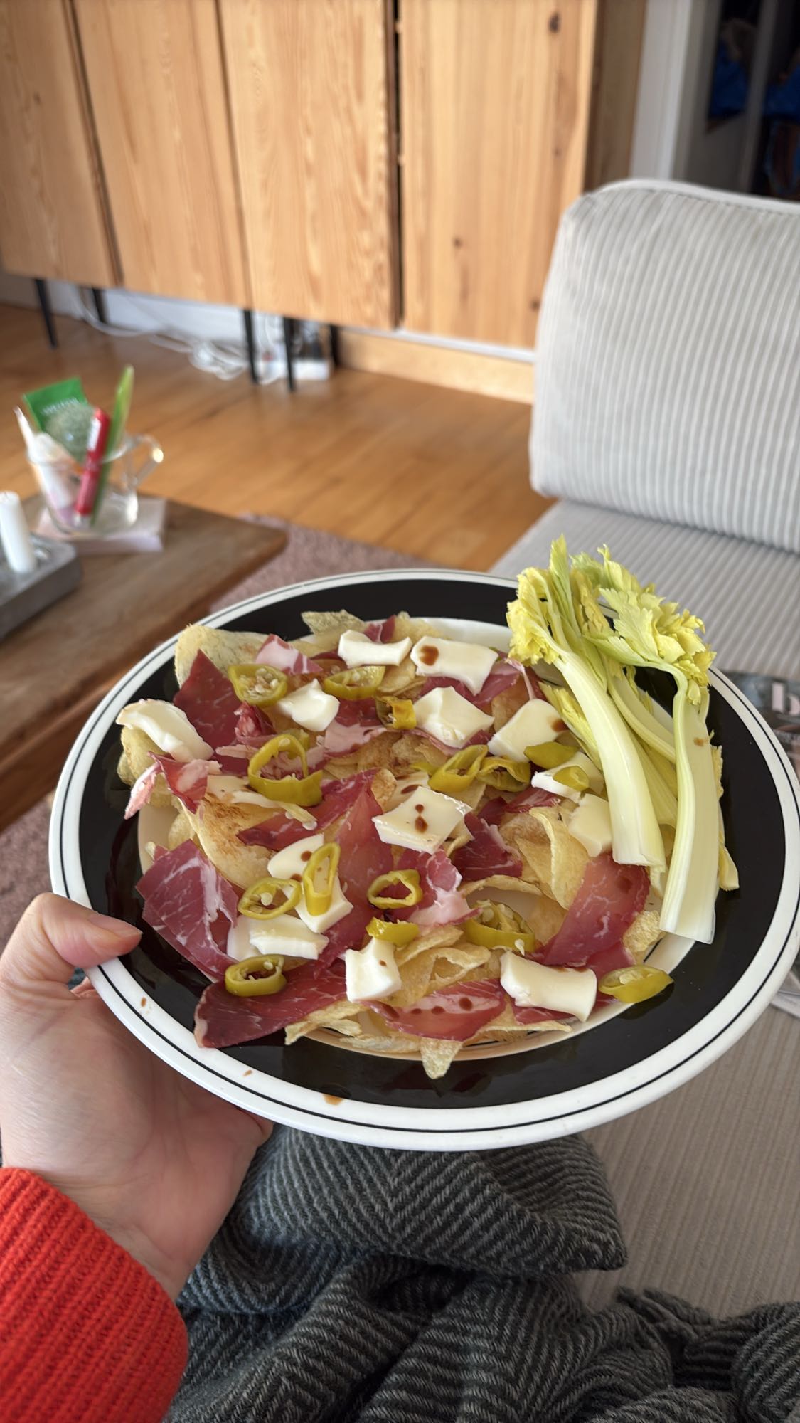 Chips med skinka och ost