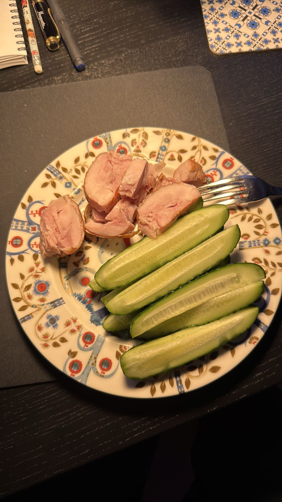 Chicken and cucumber plate