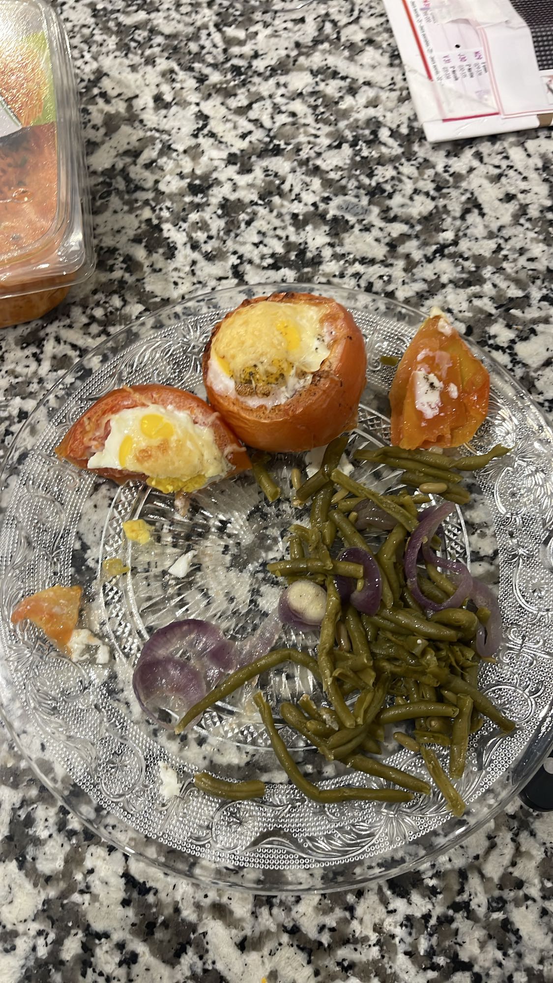 Tomates farcies et haricots verts