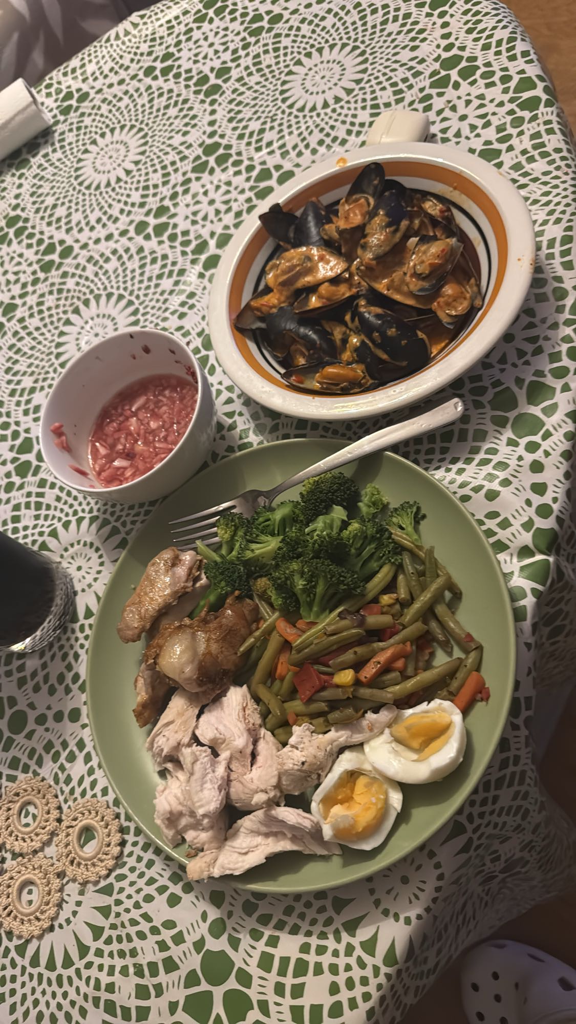 Kyckling, musslor & grönsaker