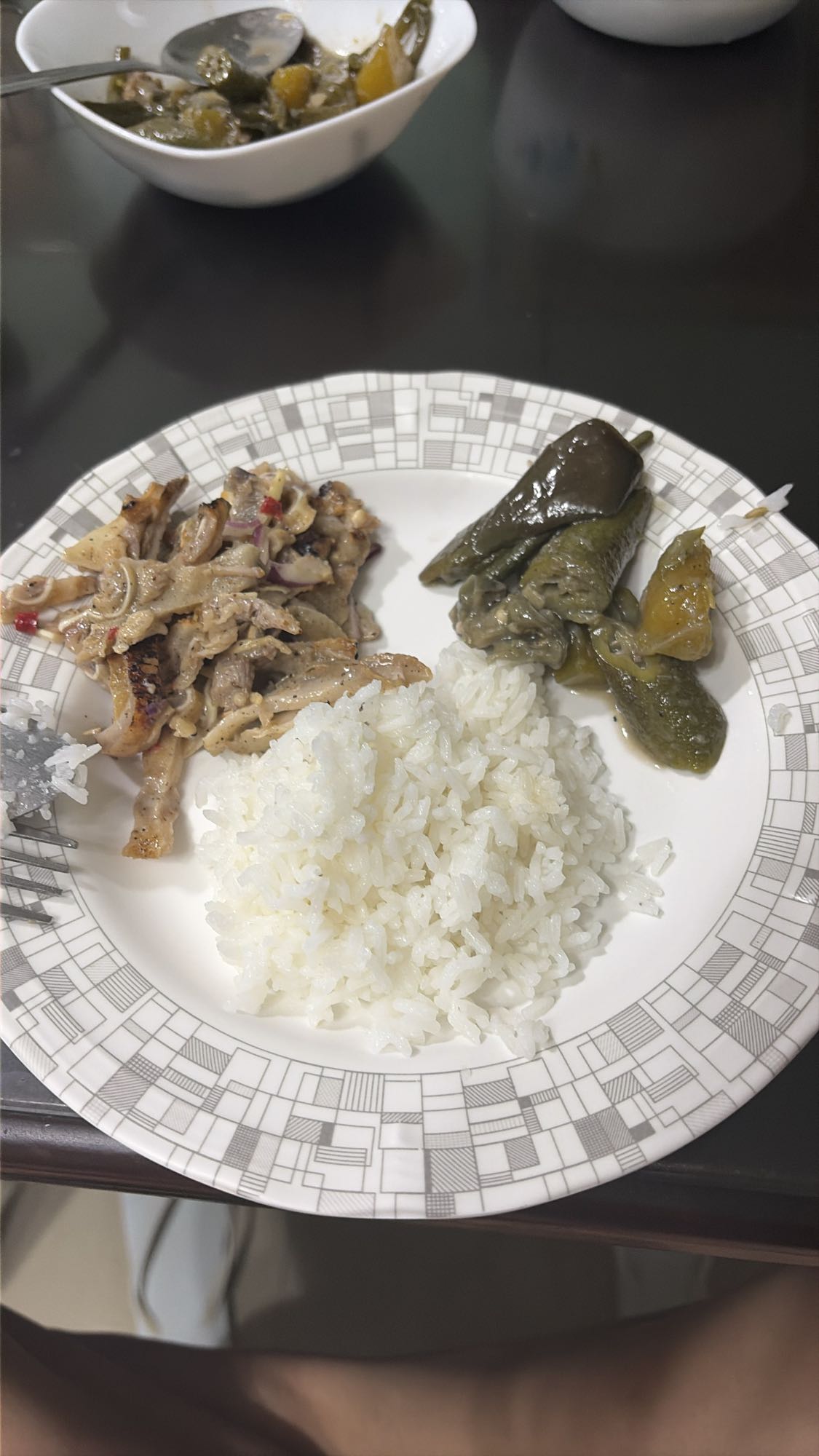 Rice with pork and eggplant