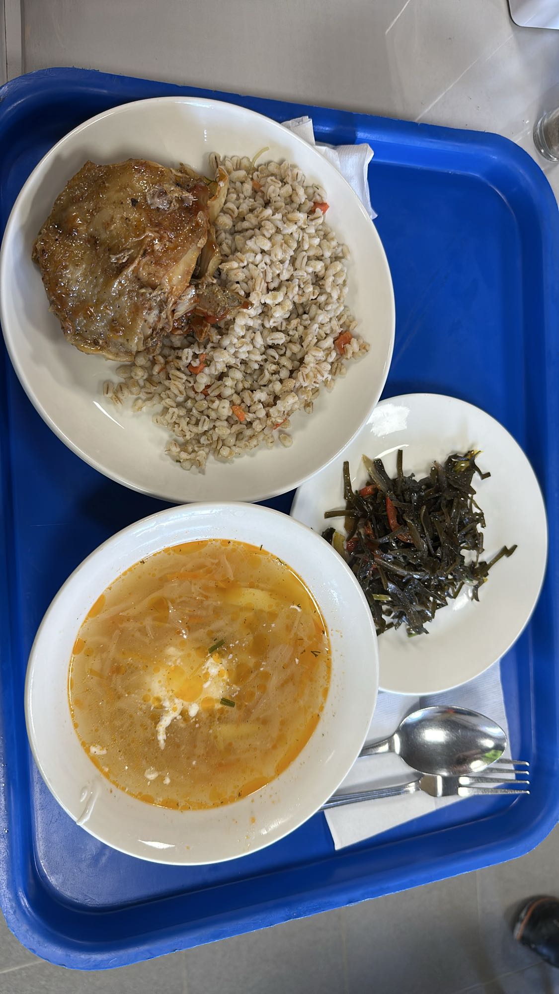 Курица с перловкой и суп