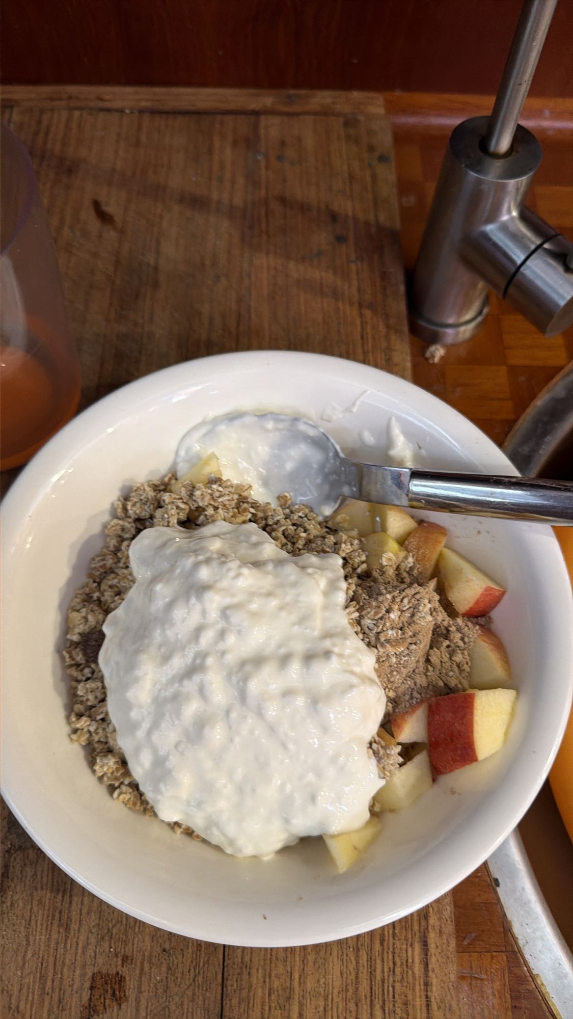 Yogurt muesli apple bowl