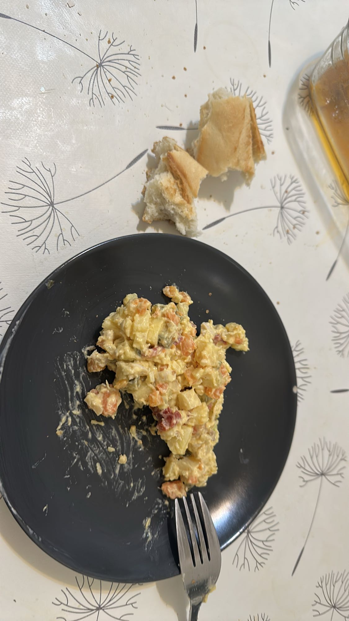 Russian salad with bread