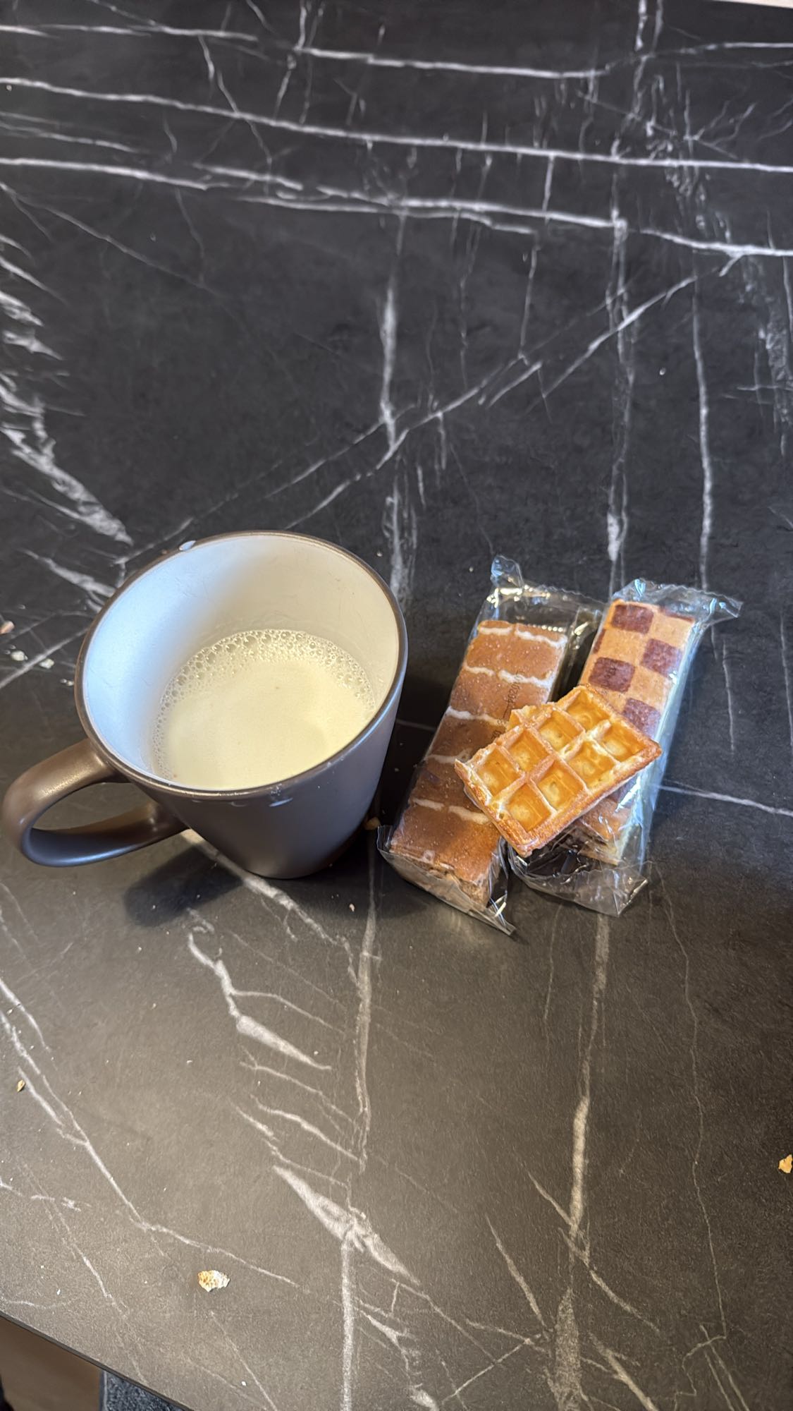 Milk and packaged waffles