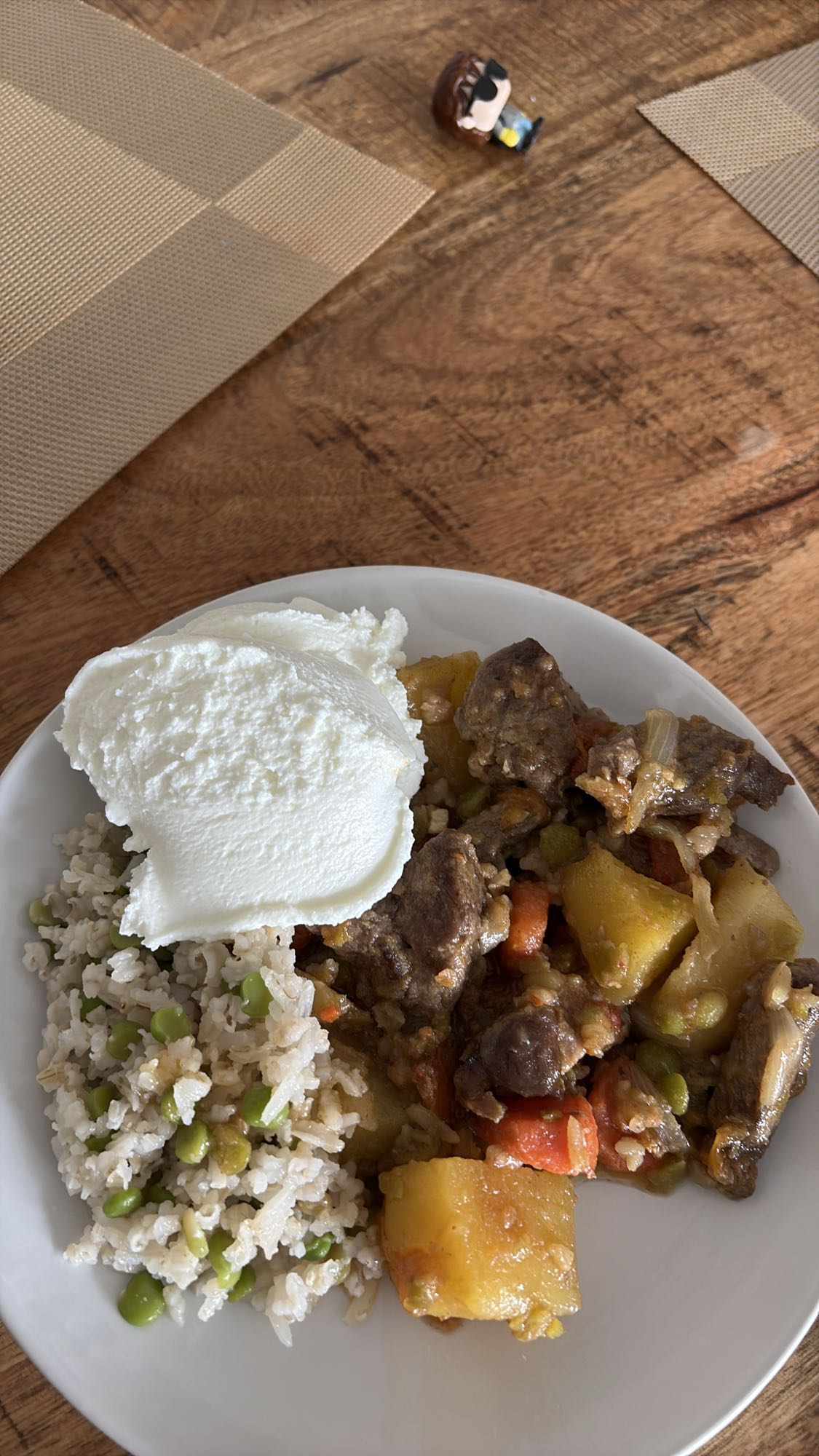 rijst met stoofvlees en yoghurt