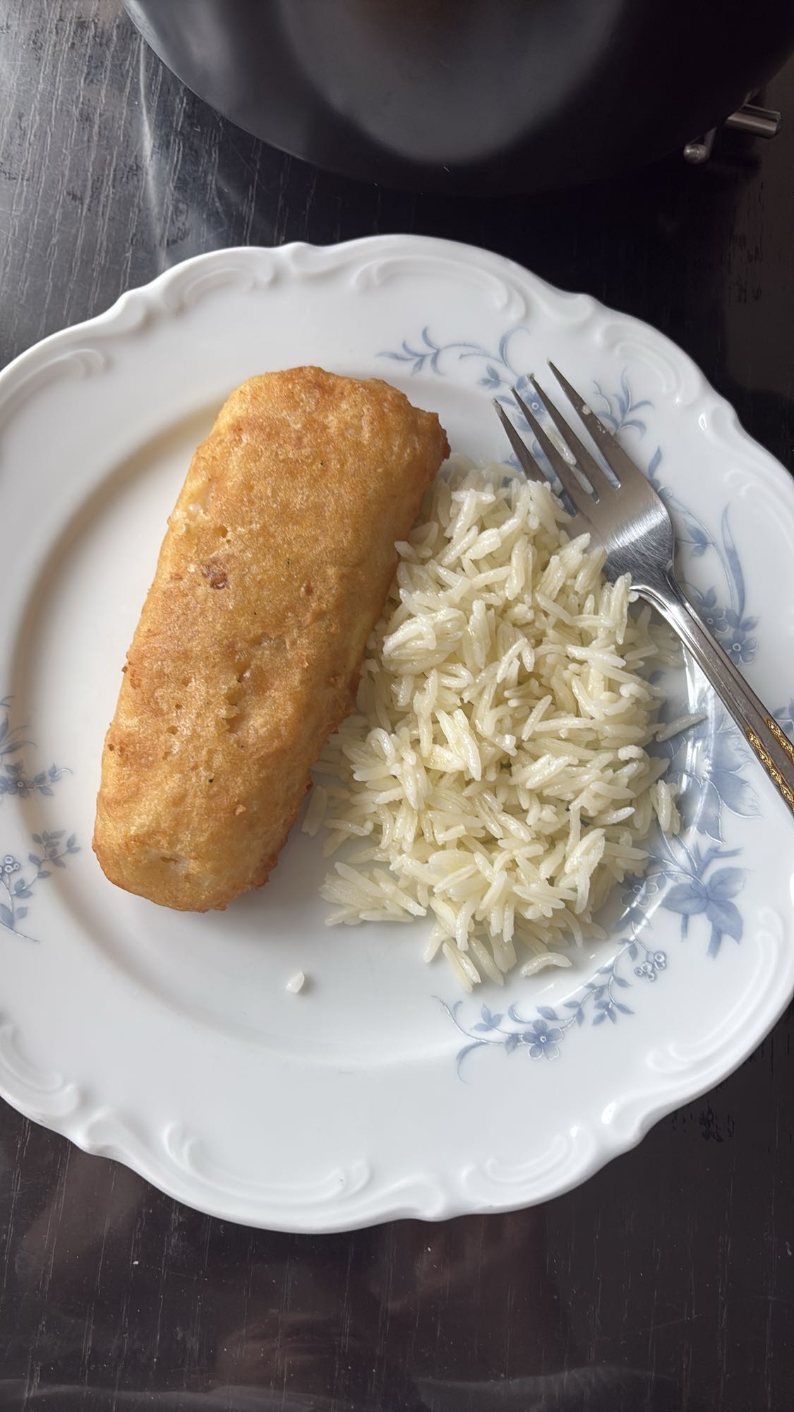 Friterad fisk med ris