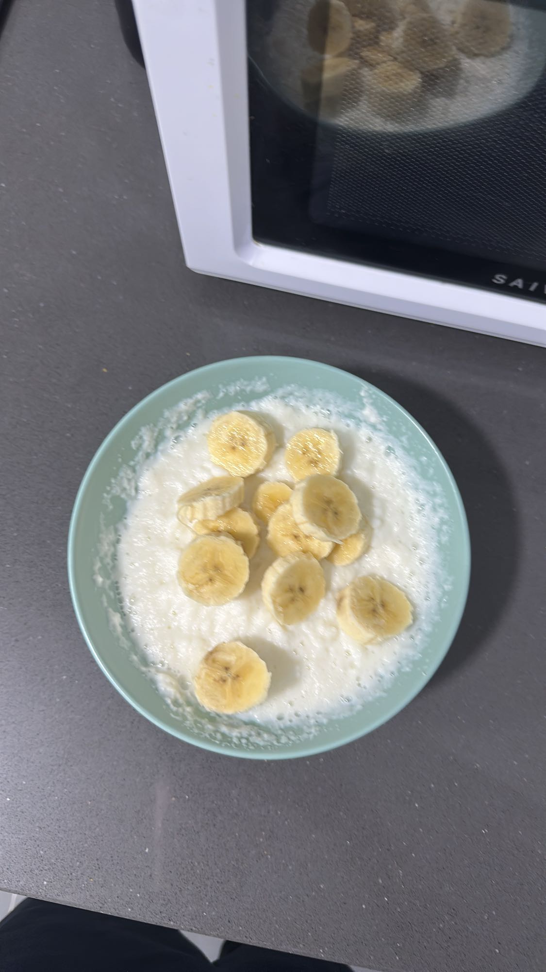 arroz con leche y plátano