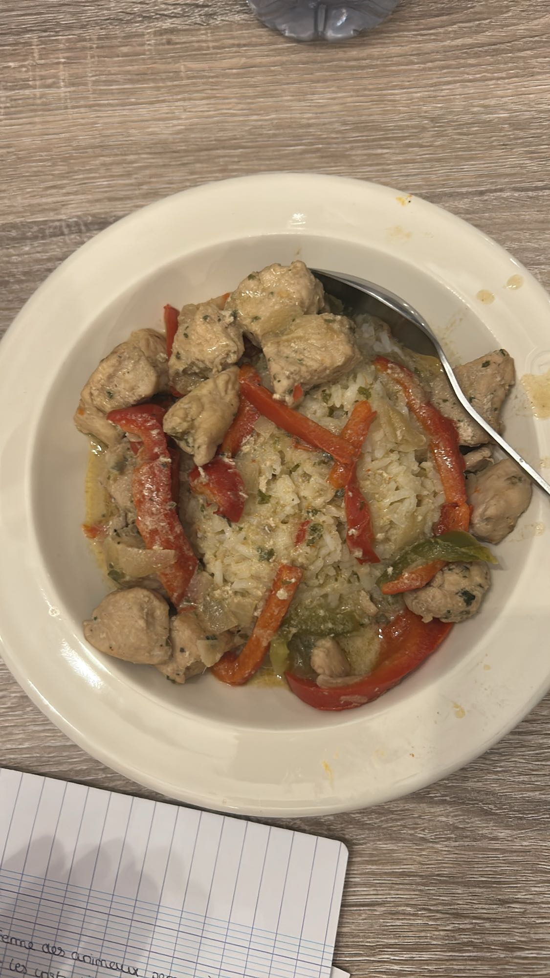 Poulet sauté aux poivrons et riz