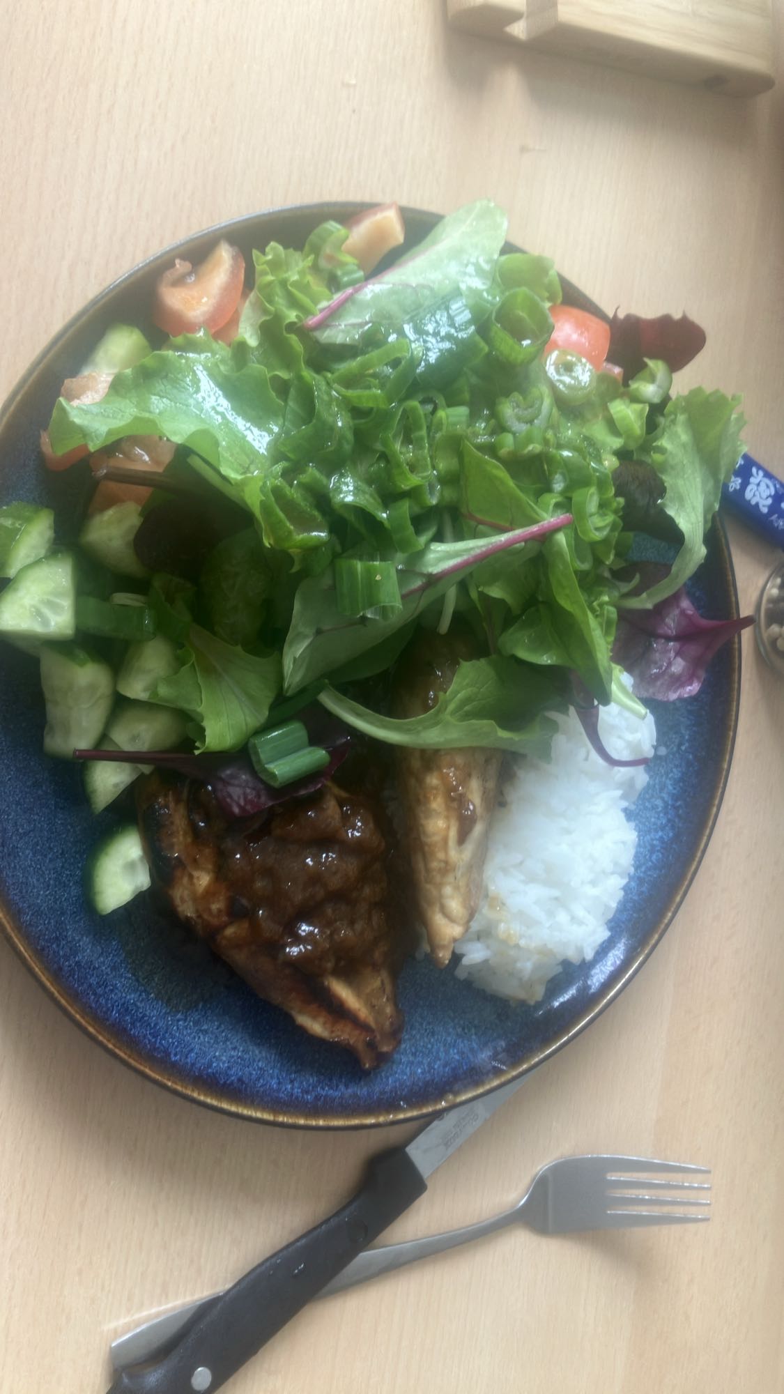 Frango grelhado com arroz e salada