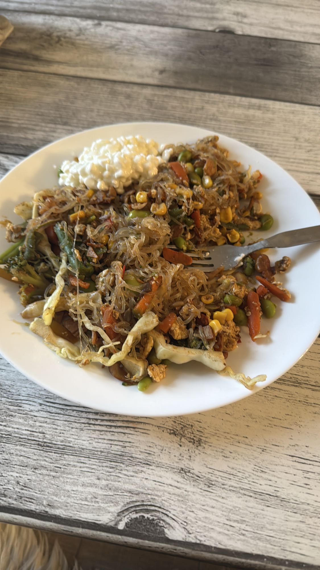 Wok med grönsaker & keso