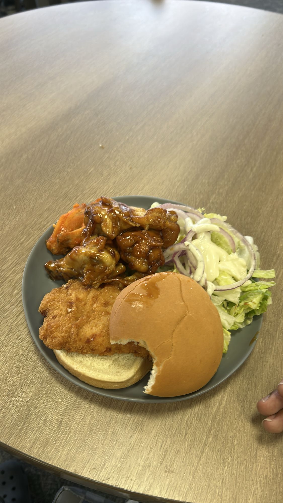 Chicken sandwich & wings plate