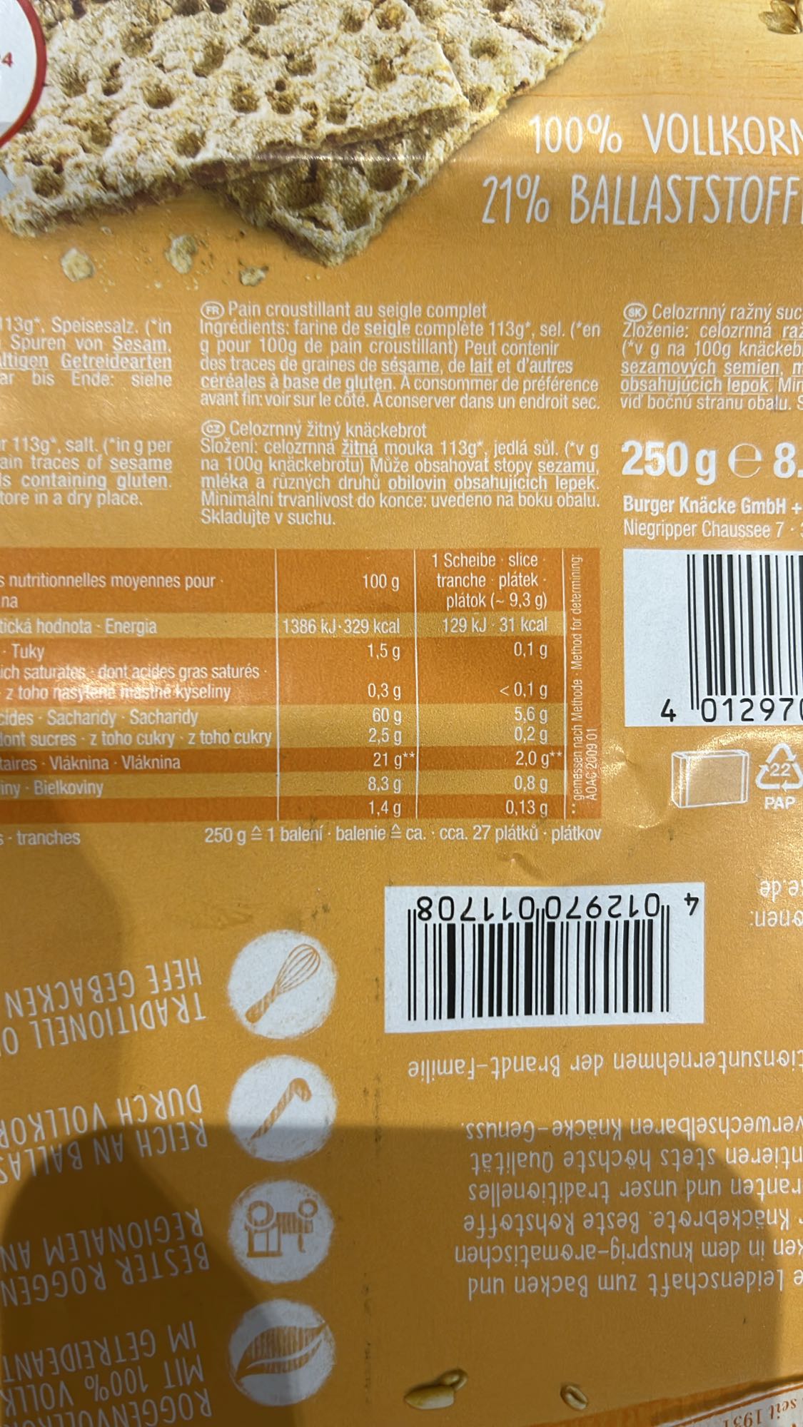 Vollkorn Knäckebrot