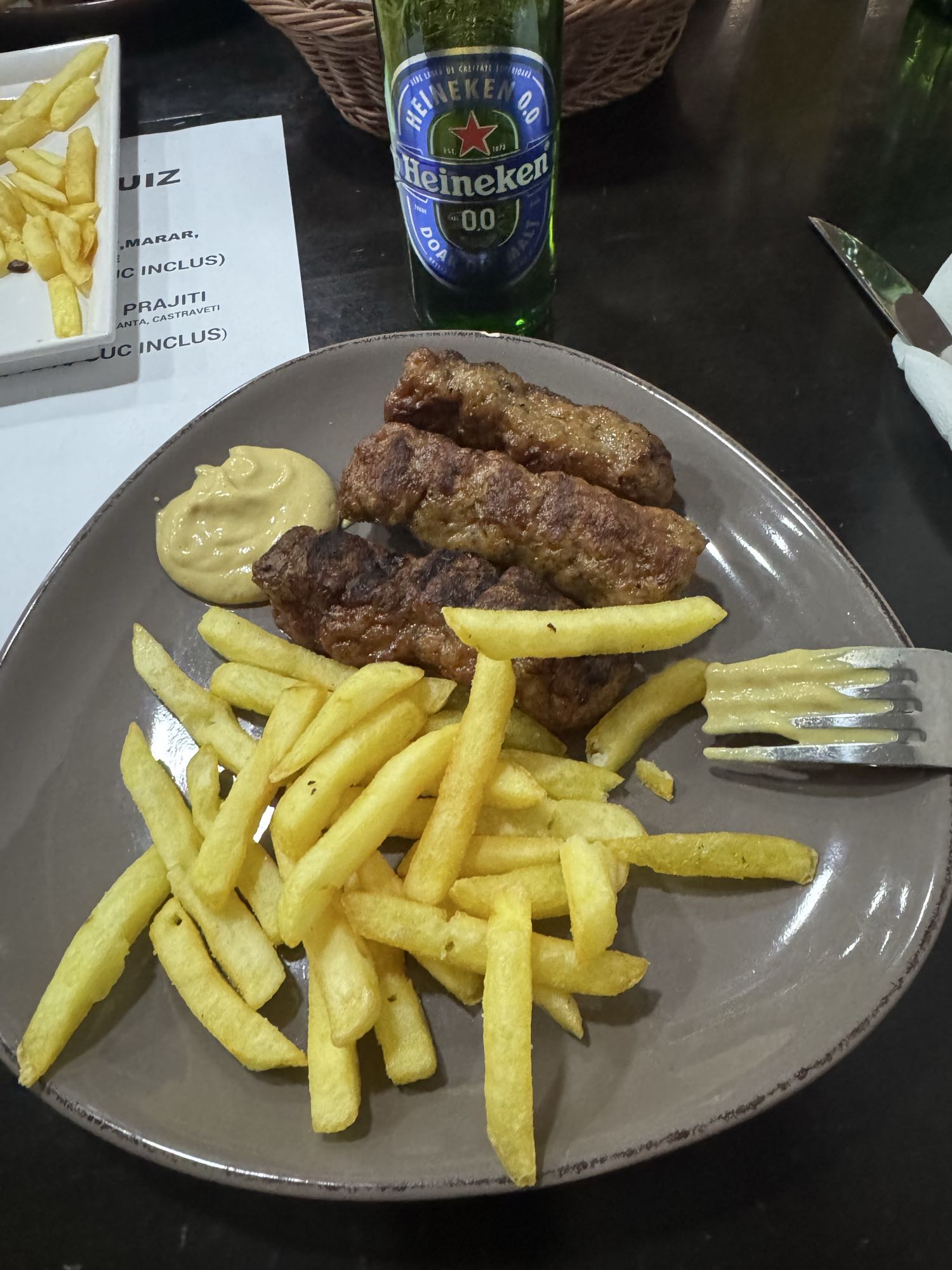 Grilled sausages and fries