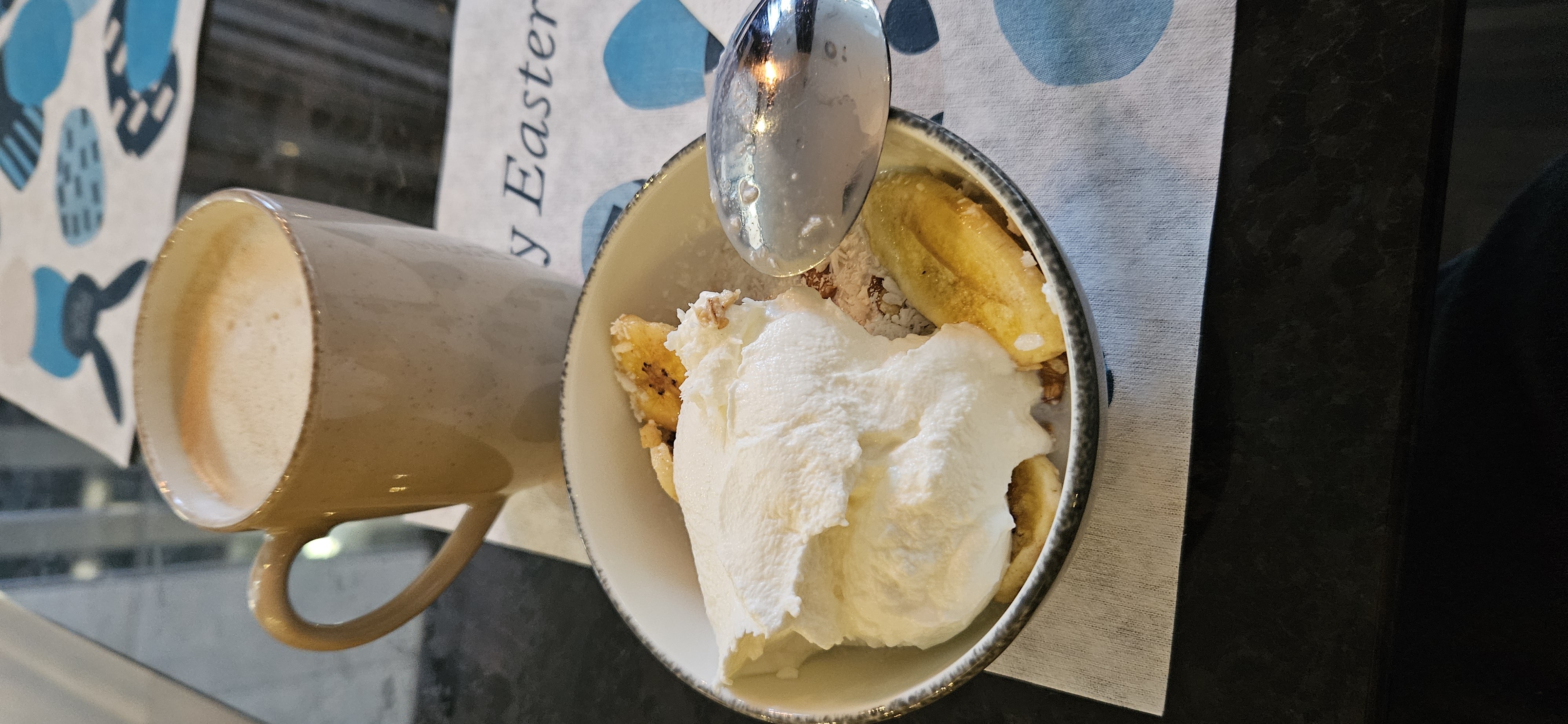 Banana yogurt bowl & coffee