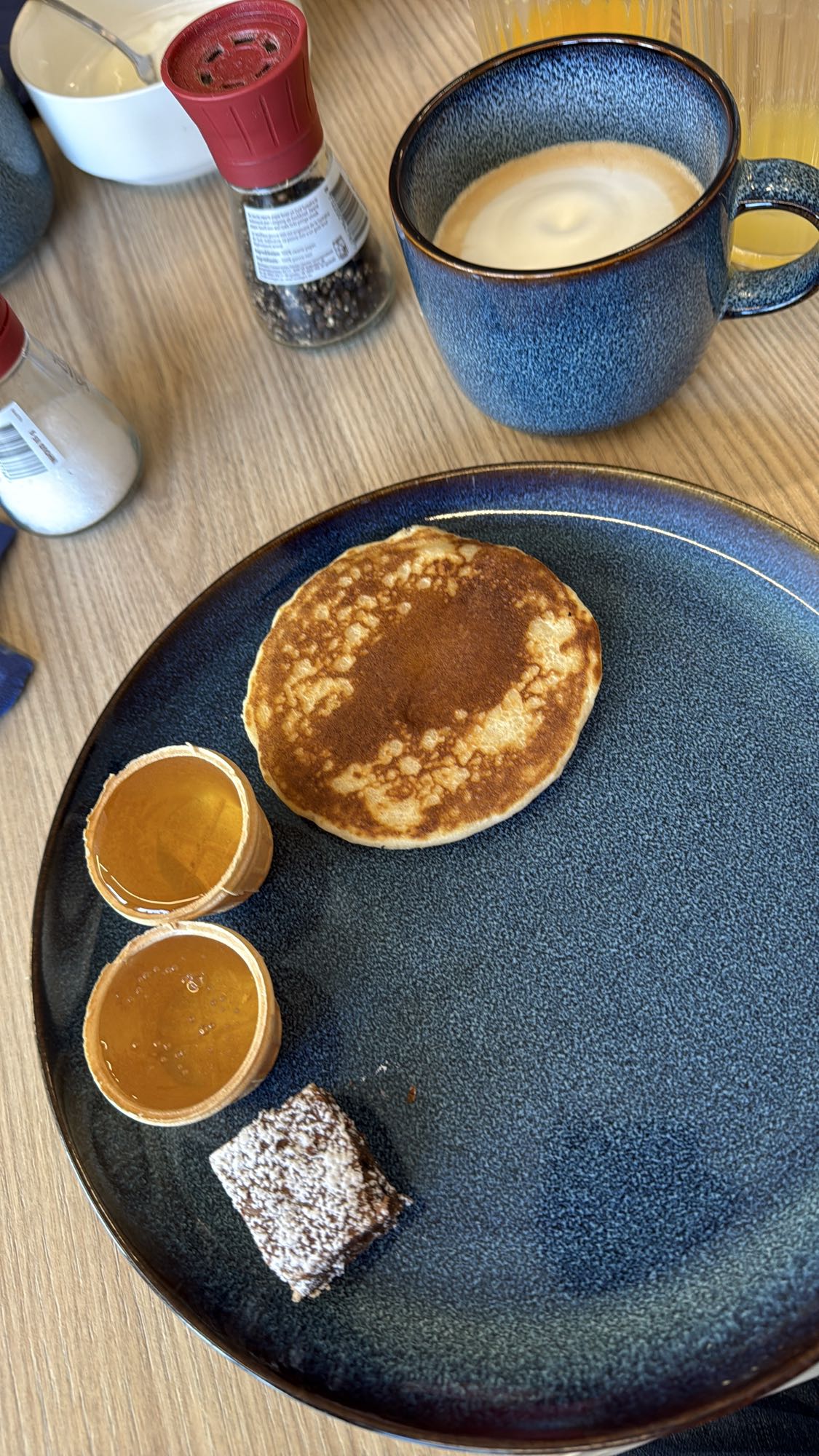 Pancake with honey and cake