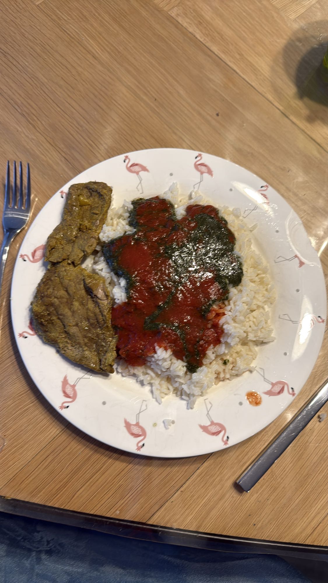 Rice with beef and sauce