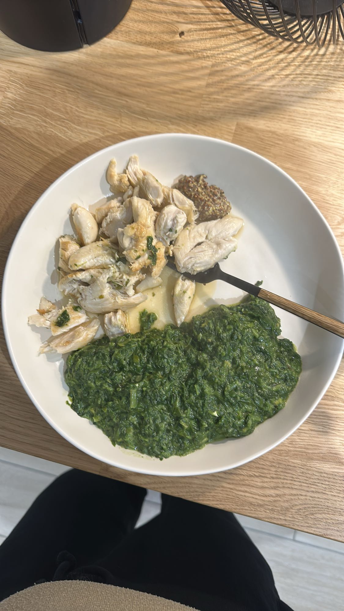 Poulet épinards moutarde