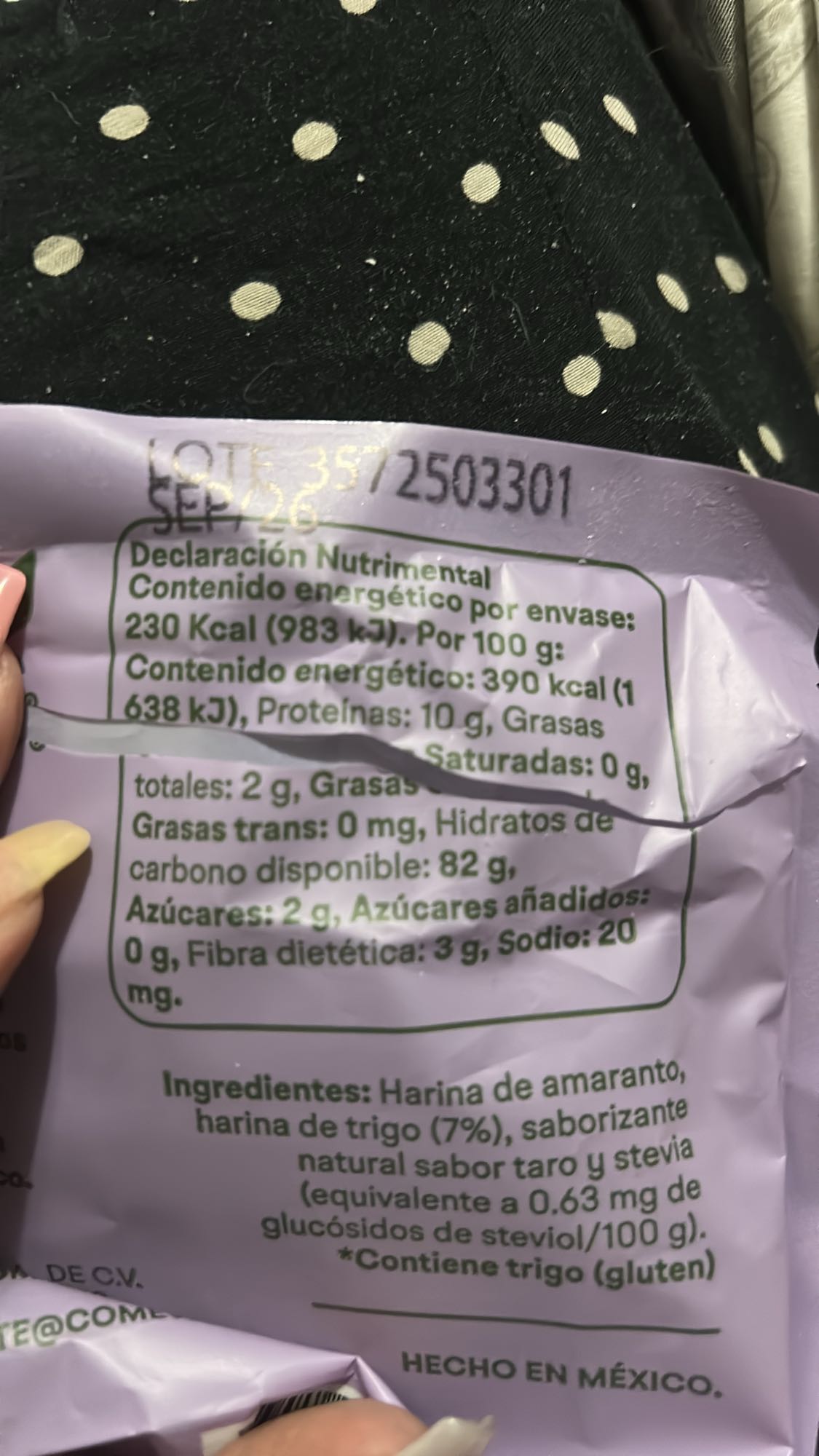 Galleta de amaranto y taro
