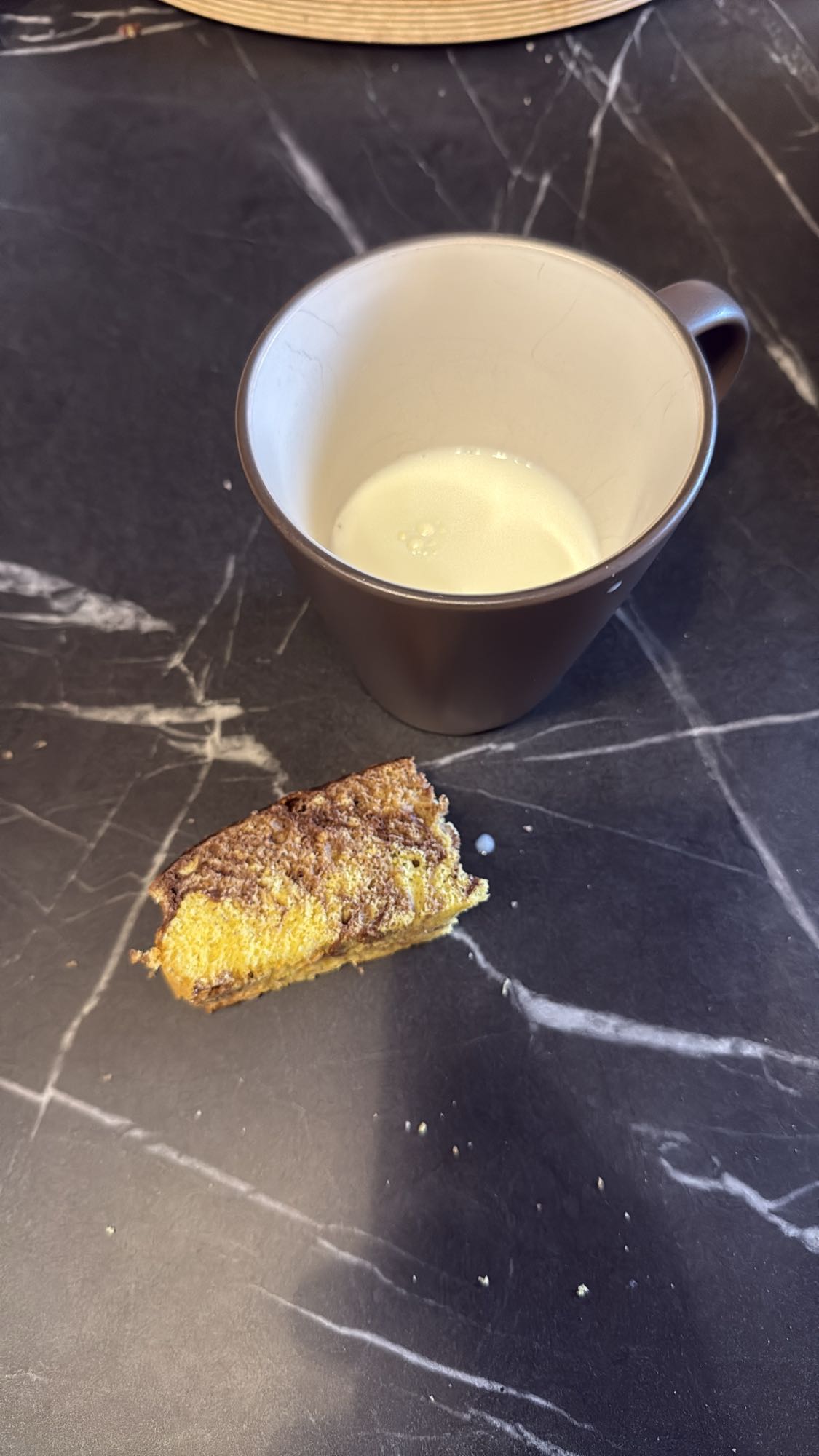 Cake slice and milk