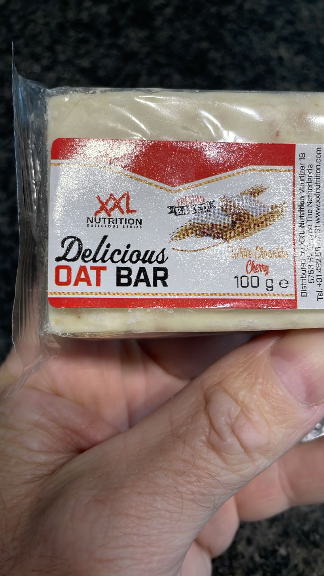 Witte chocolade kersen havermoutreep