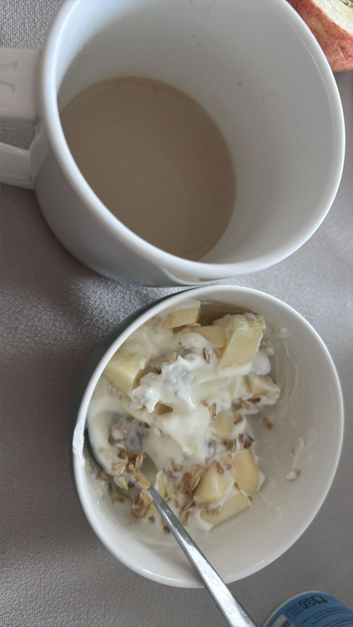 Yogurt muesli apple coffee