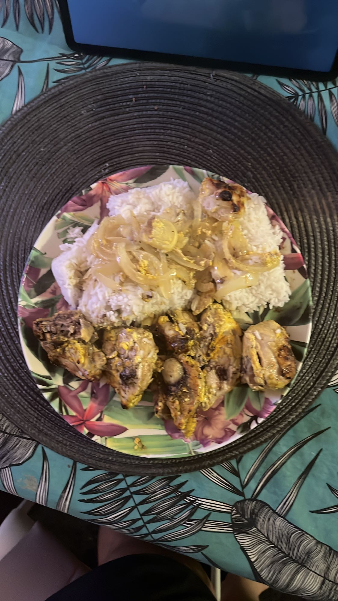 Poulet grillé avec riz