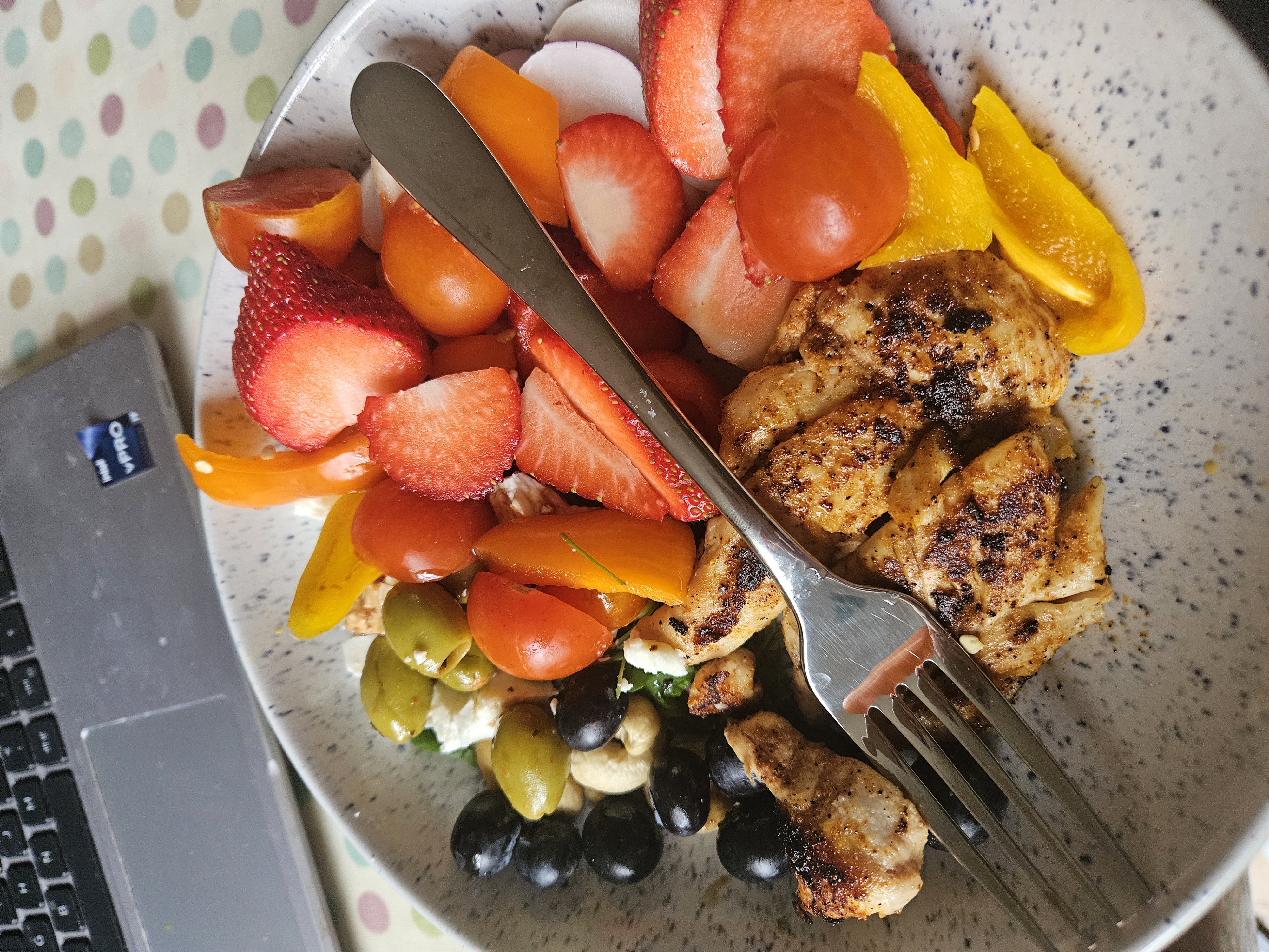 Chicken Veggie Fruit Bowl