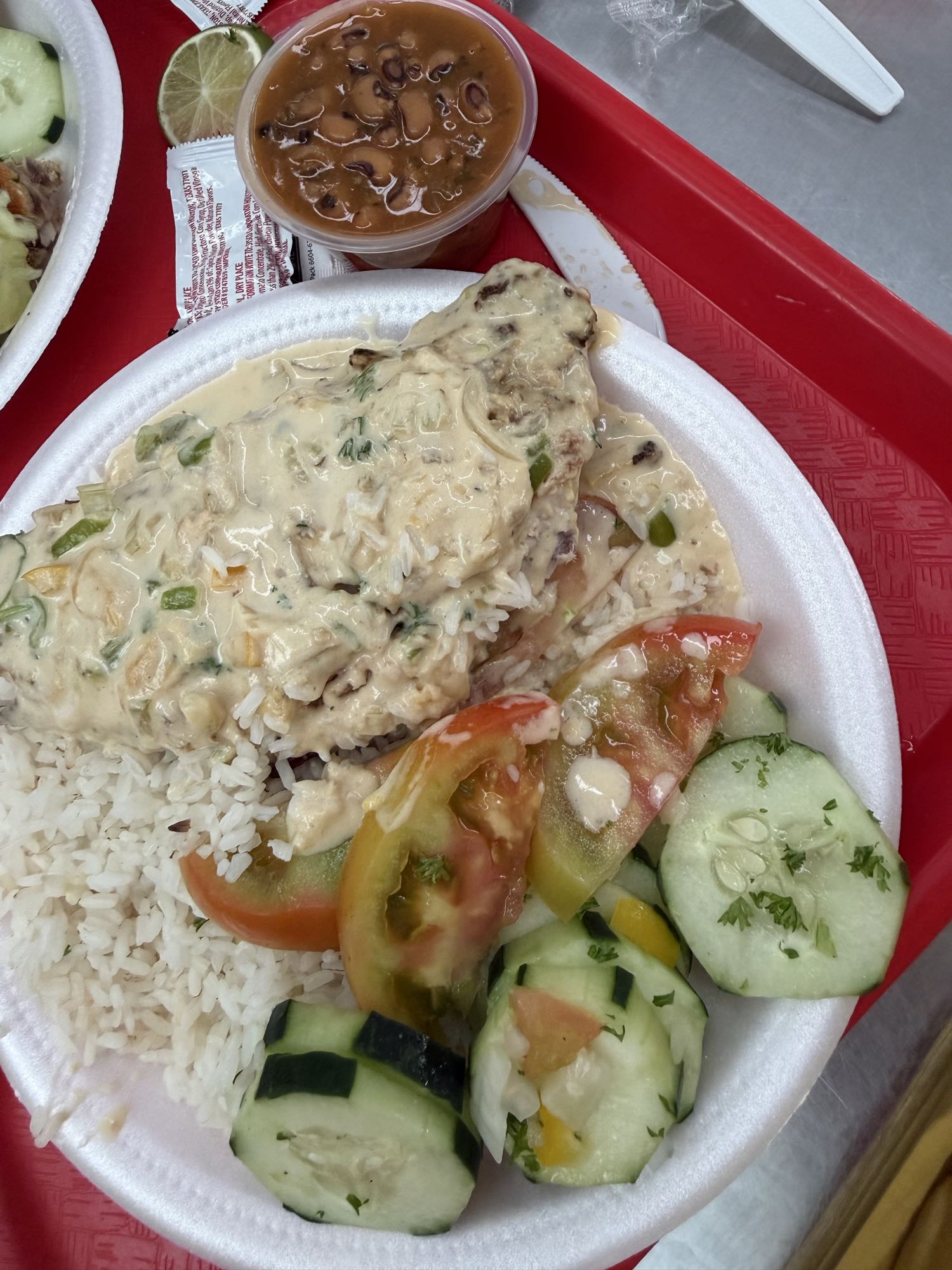 Chicken with rice and salad