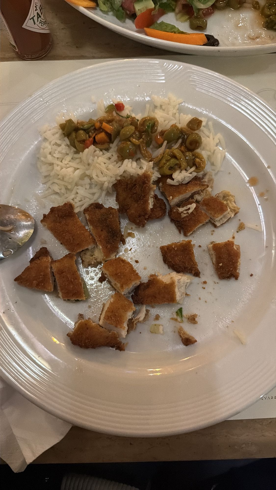 Breaded chicken with rice