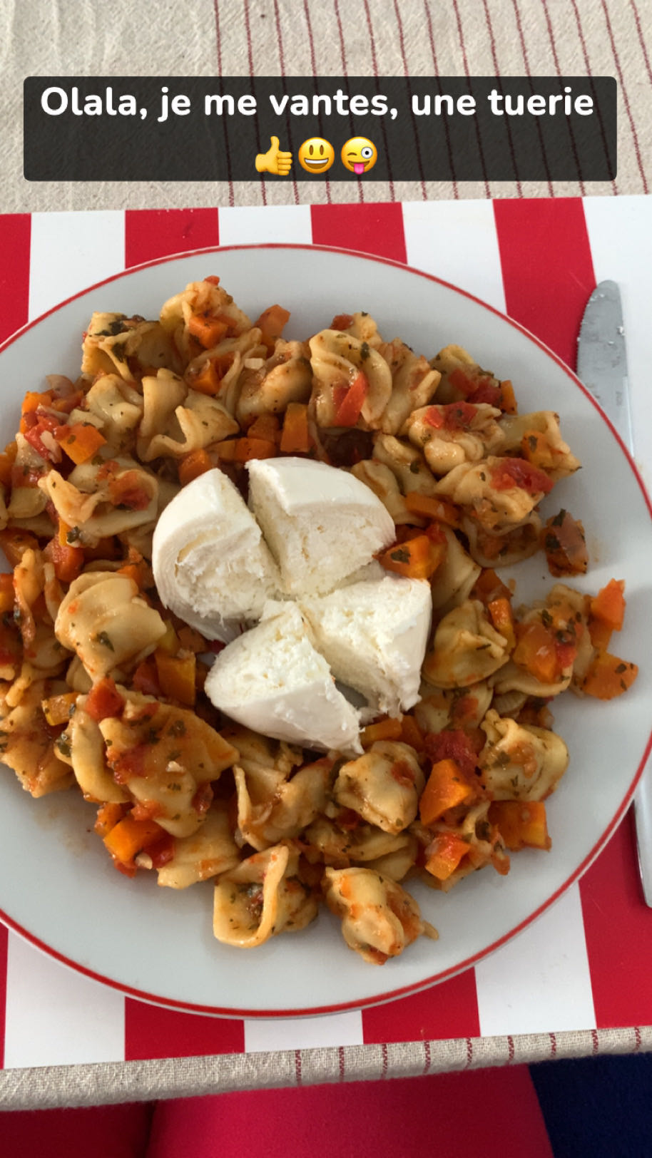 Tortellini légumes et mozzarella