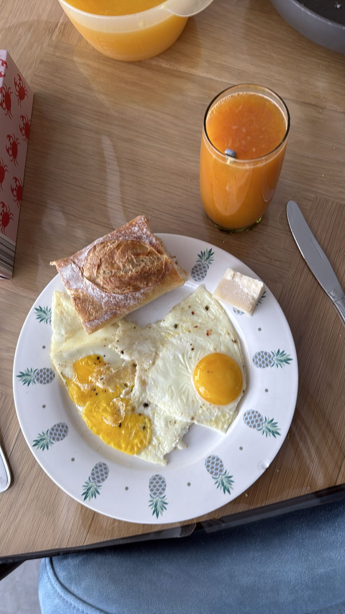 Eggs, Bread, Juice Breakfast