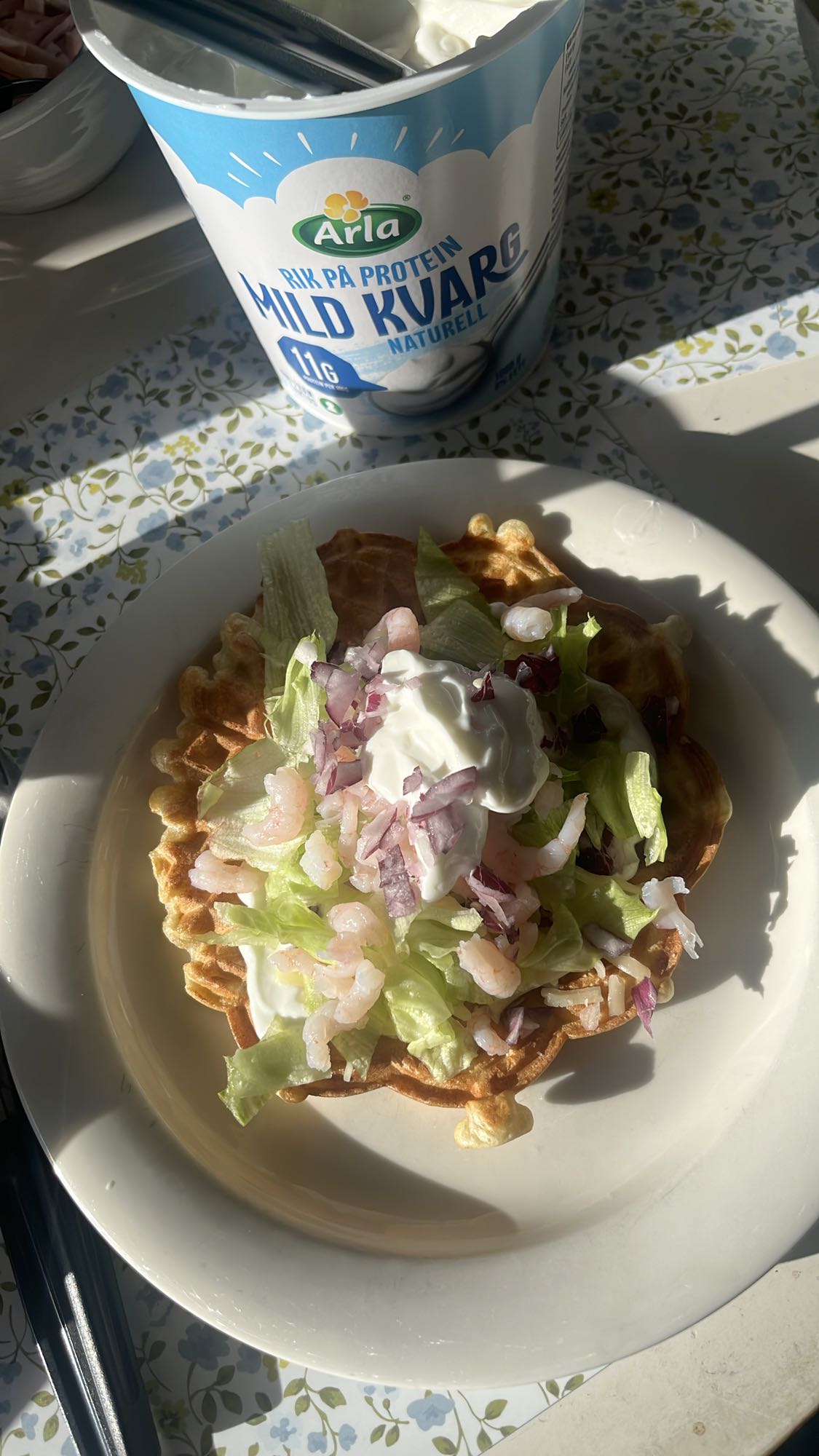 Våffla med räkor