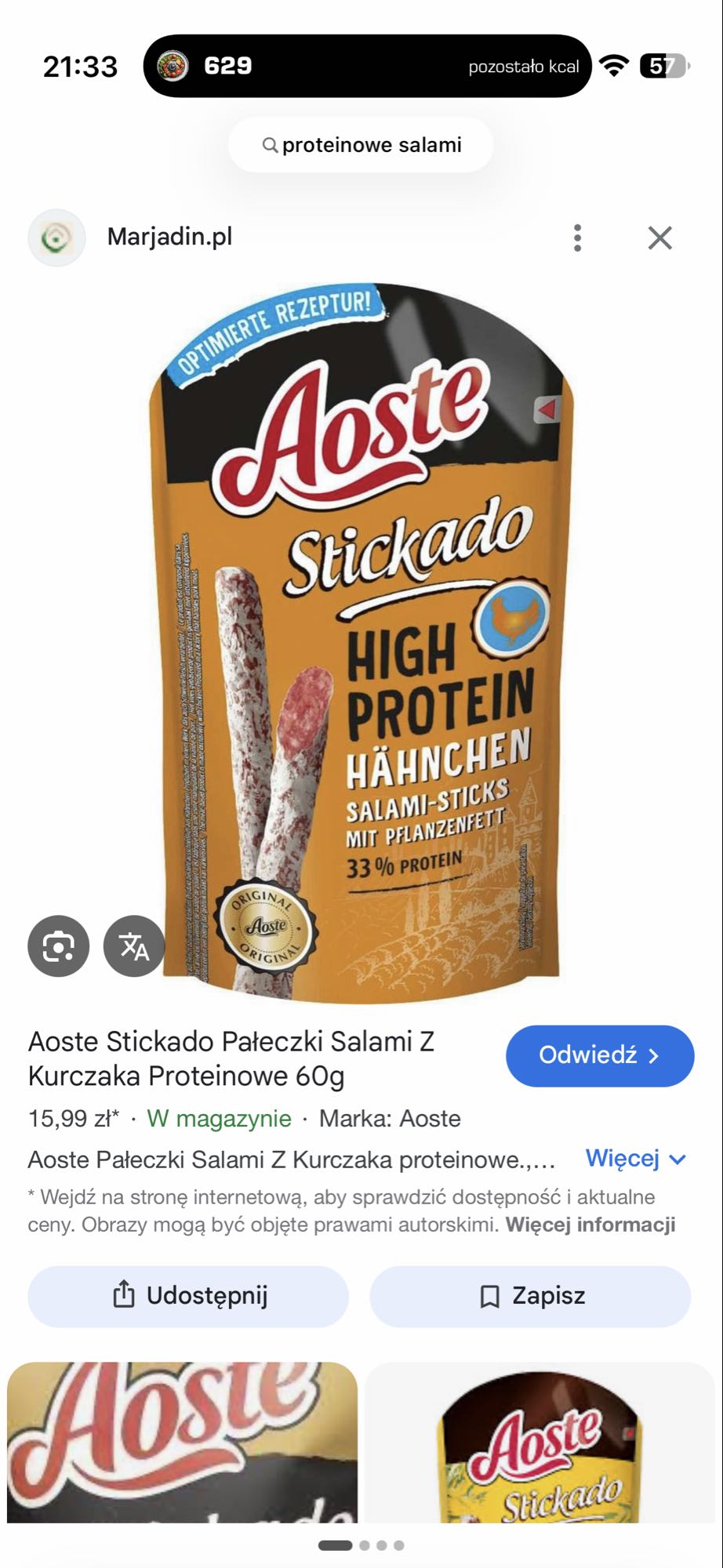 Paleczki salami z kurczaka