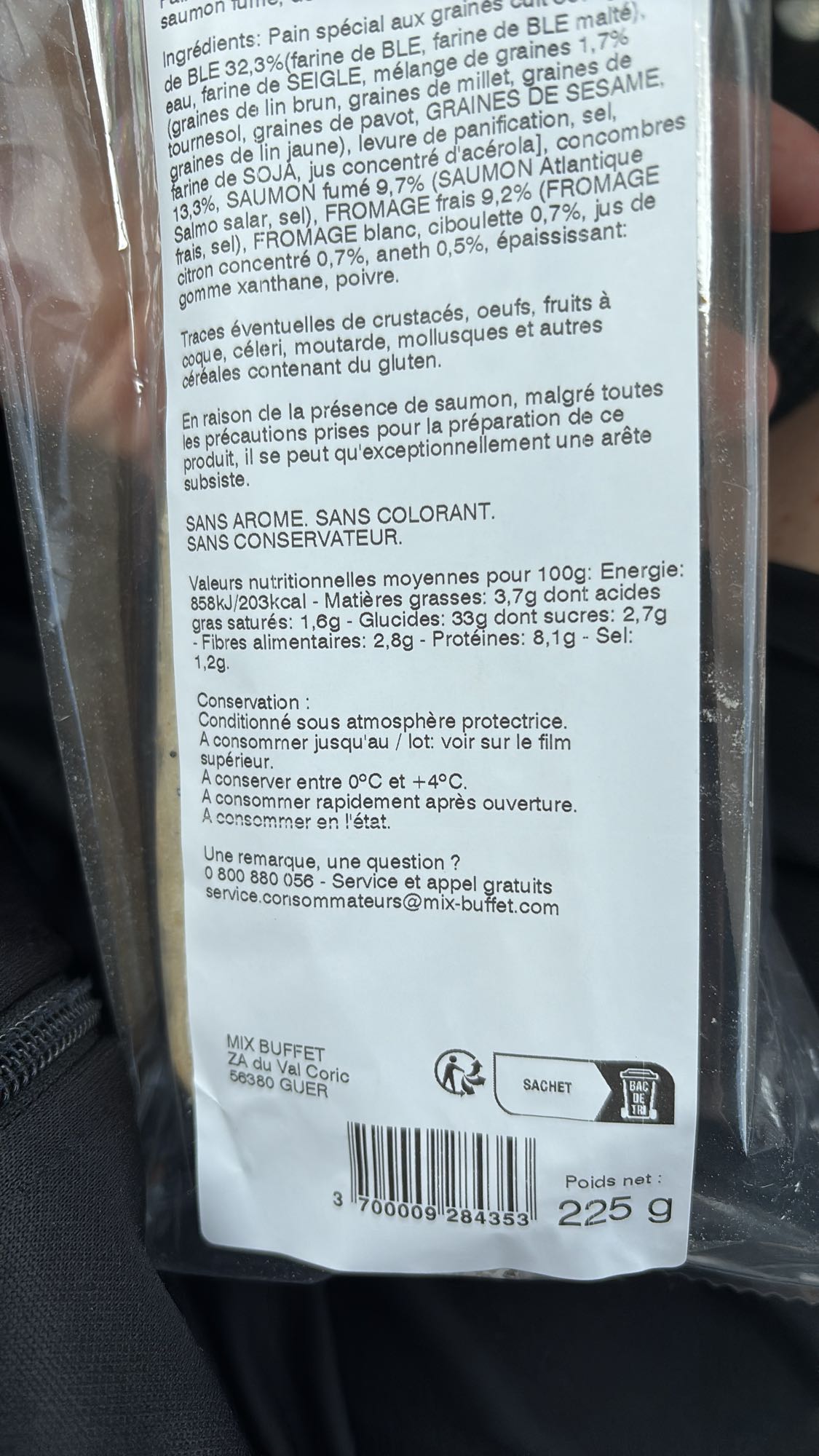 Sandwich saumon fumé