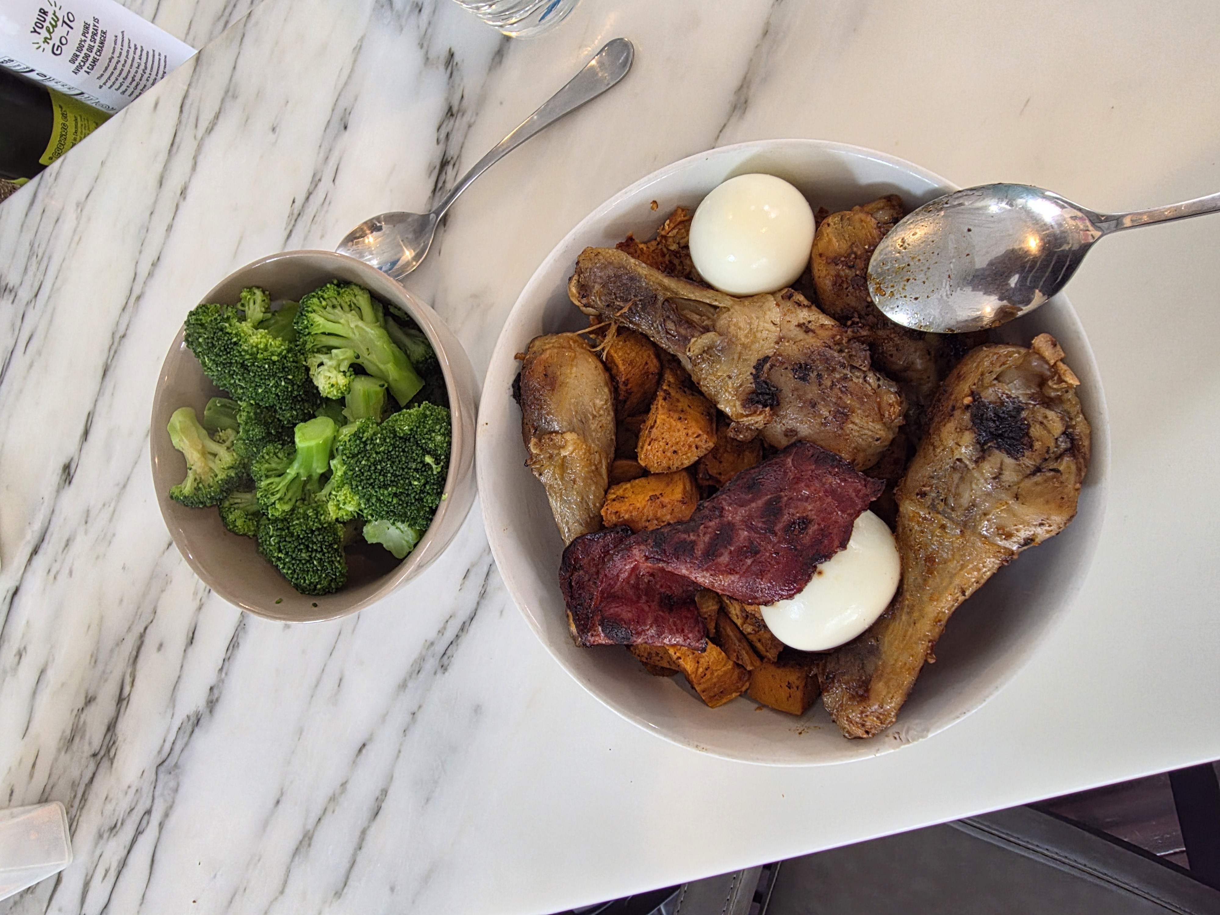 Chicken Eggs Broccoli Bowl