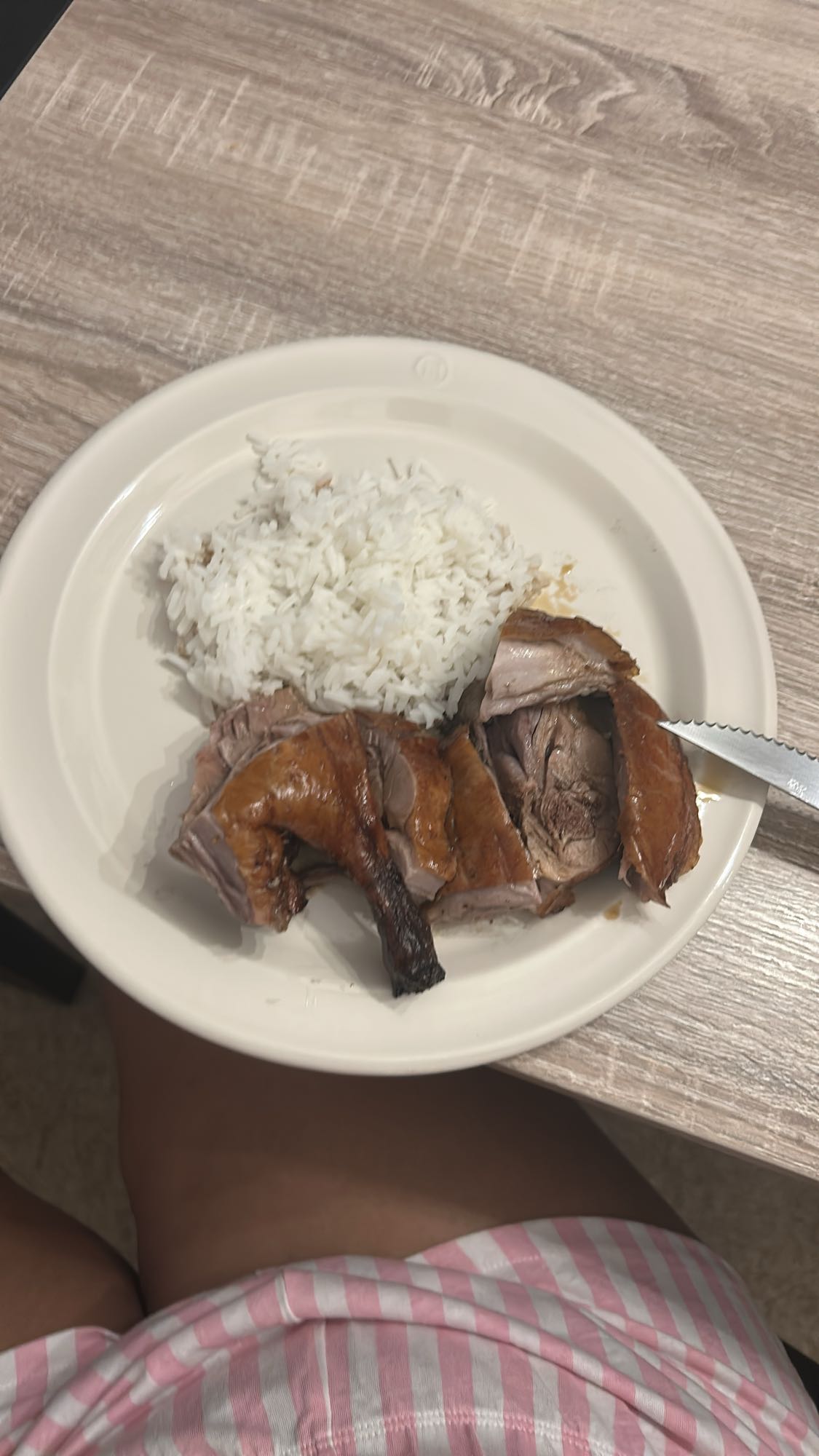 Riz et canard rôti