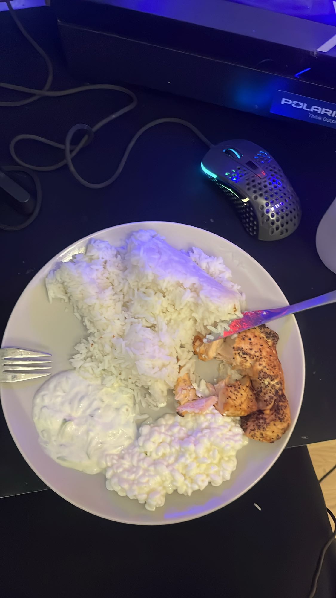Ris med lax och såser