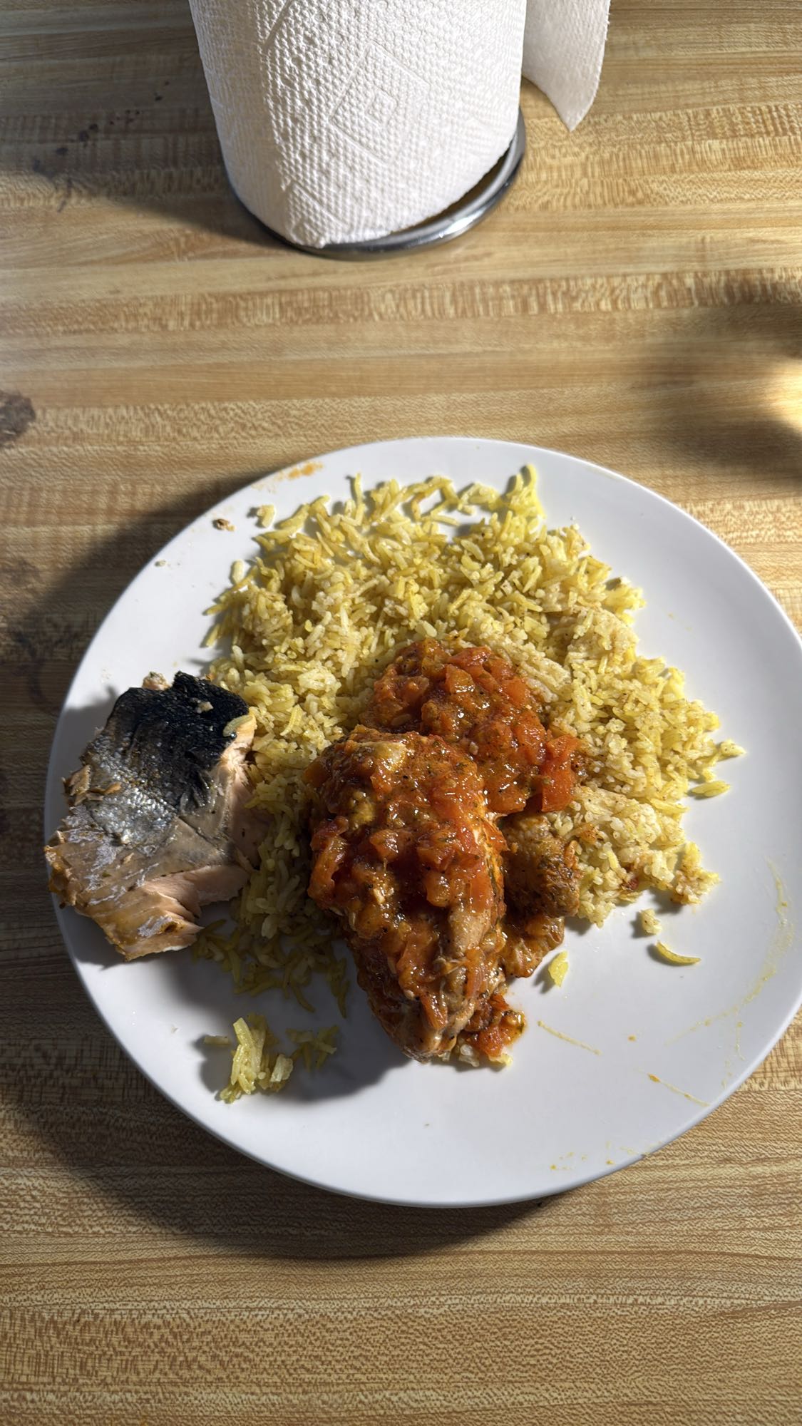 Riz au poulet et saumon
