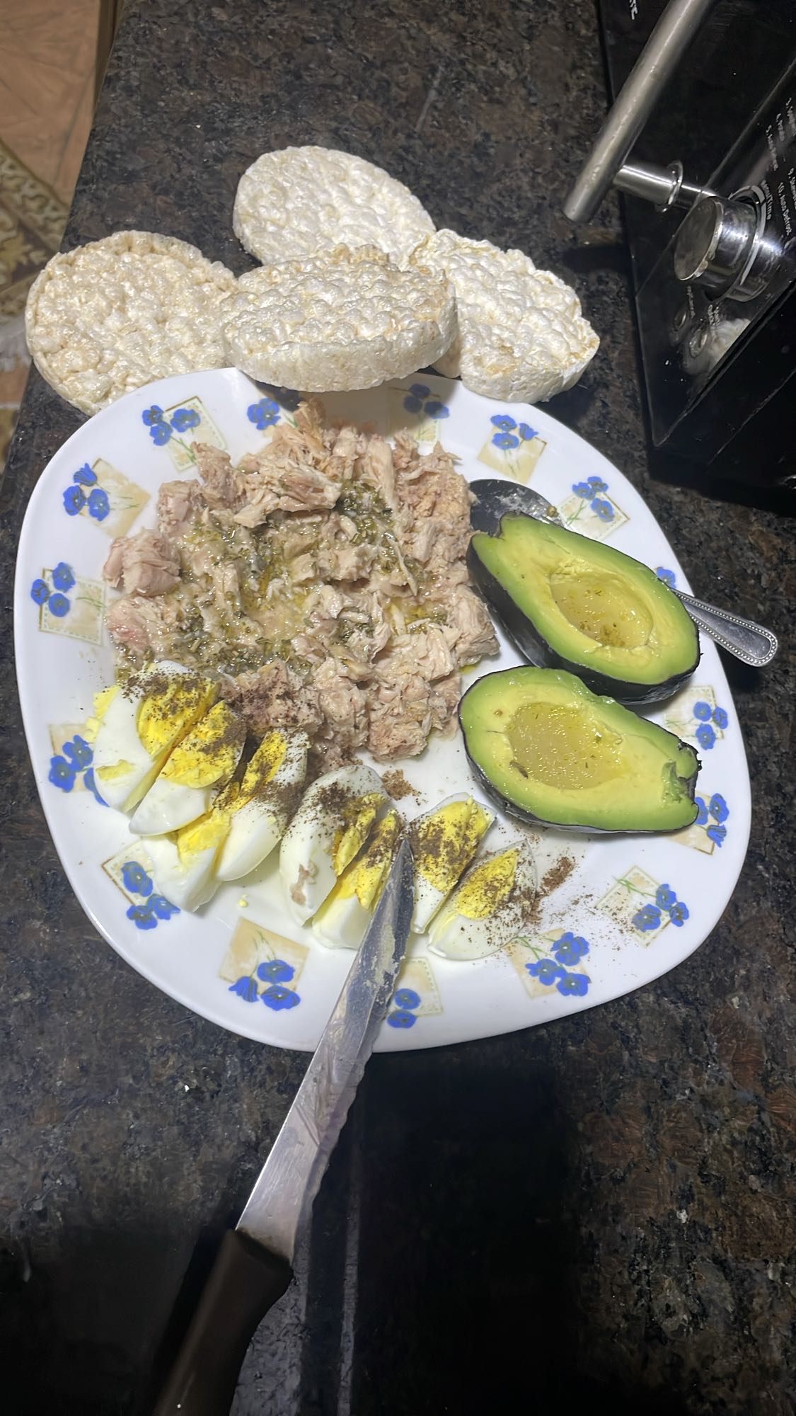 Tuna Eggs Avocado Plate