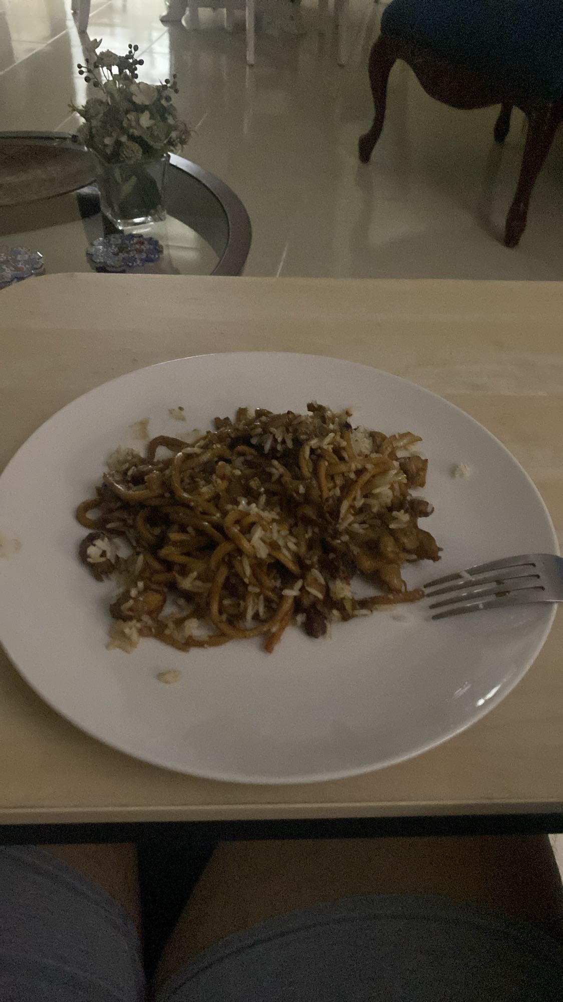 fideos con arroz y pollo