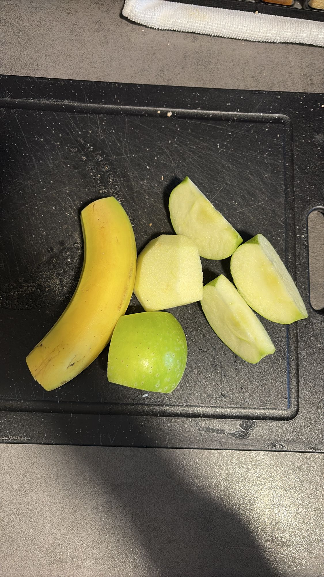 Banaan met groene appel