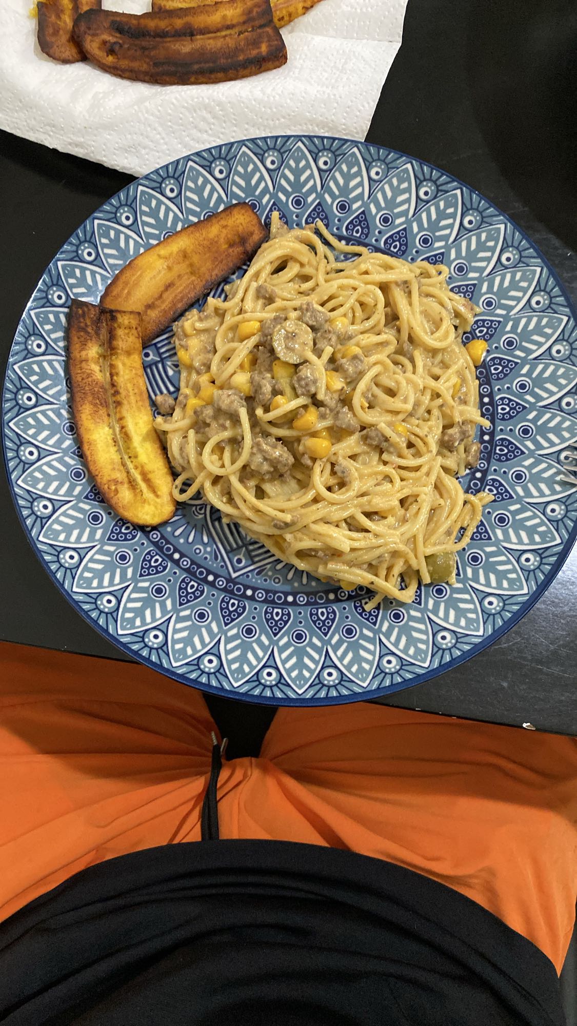 espagueti con plátano
