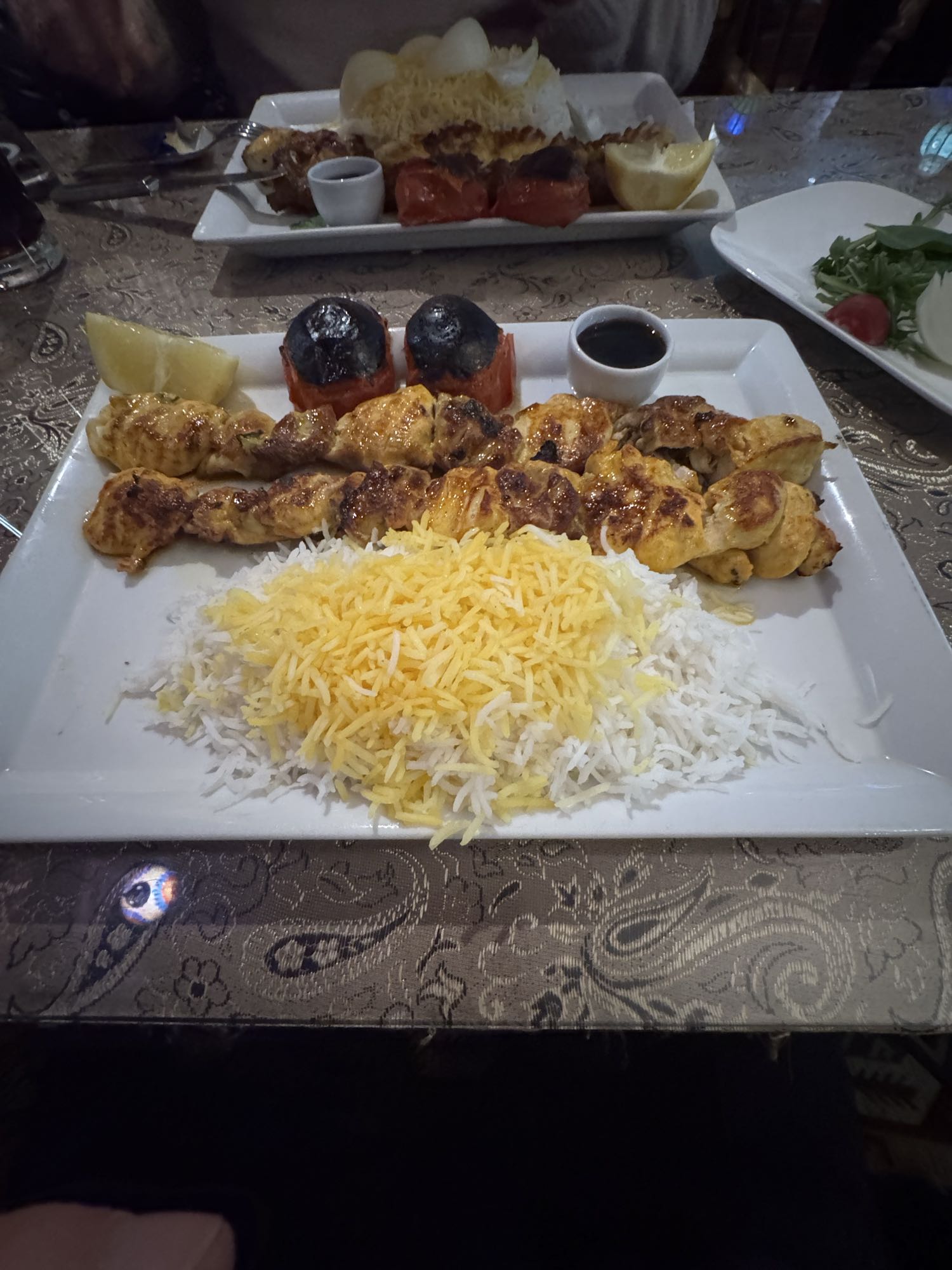 Hähnchenspieße mit Reis