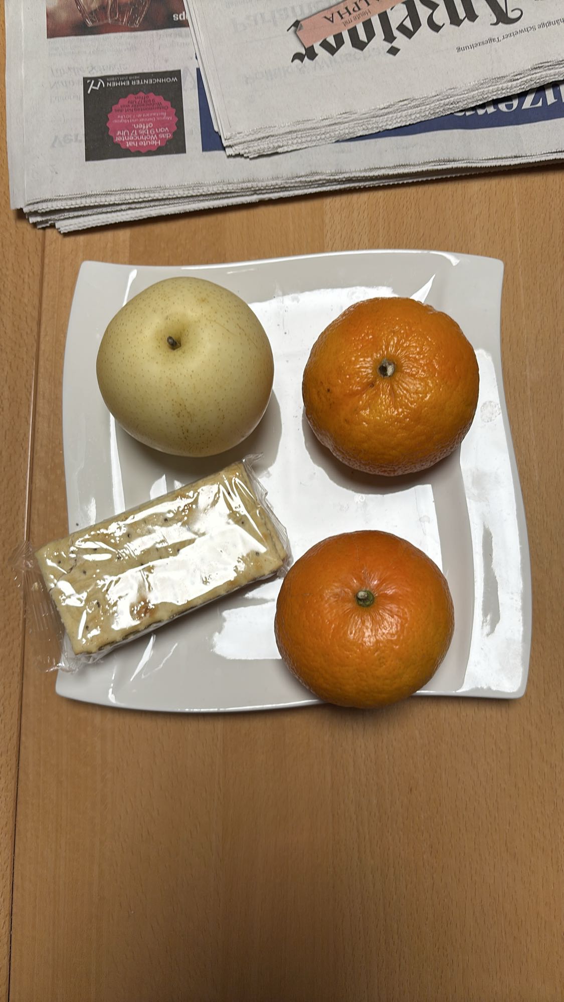 Obst mit Keksriegel