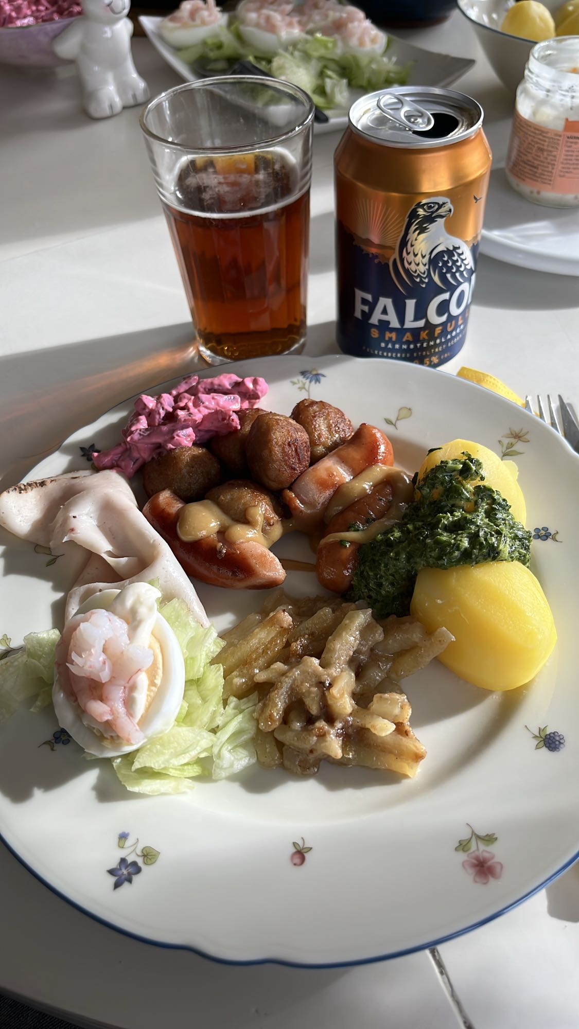 Korv med potatis och räka