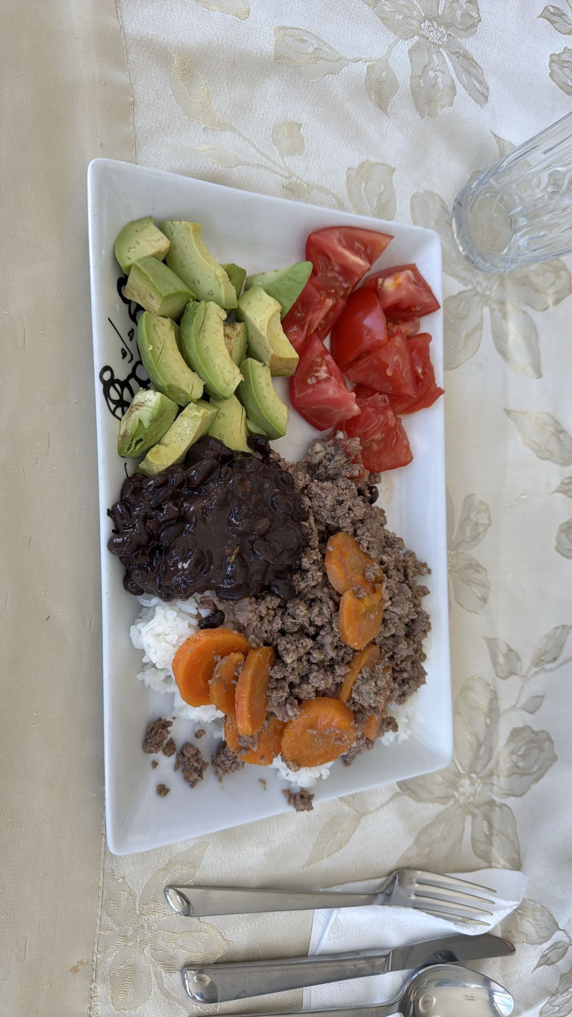 plato con arroz y carne