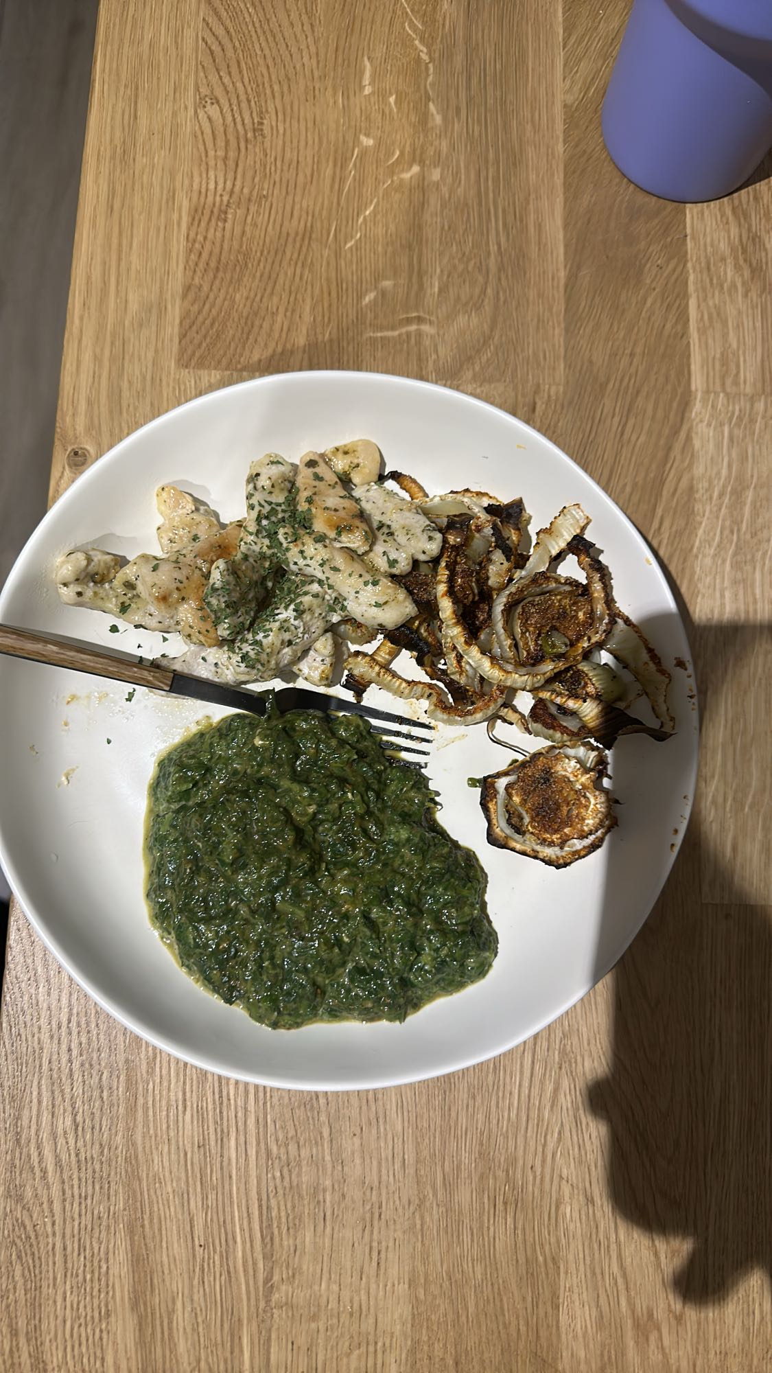 Poulet épinards oignon